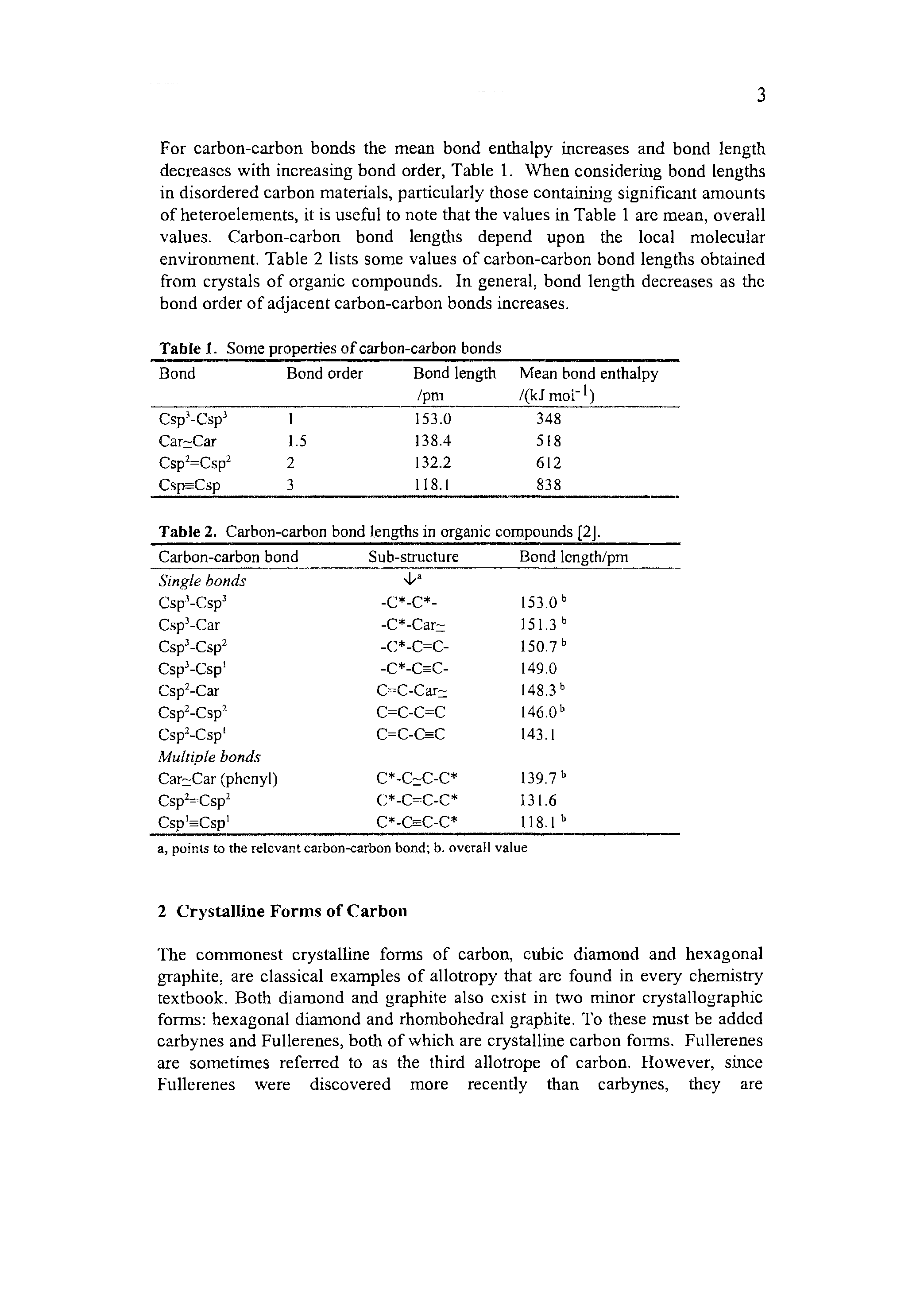 Table 2. Carbon-carbon bond lengths in organic compounds [2J.