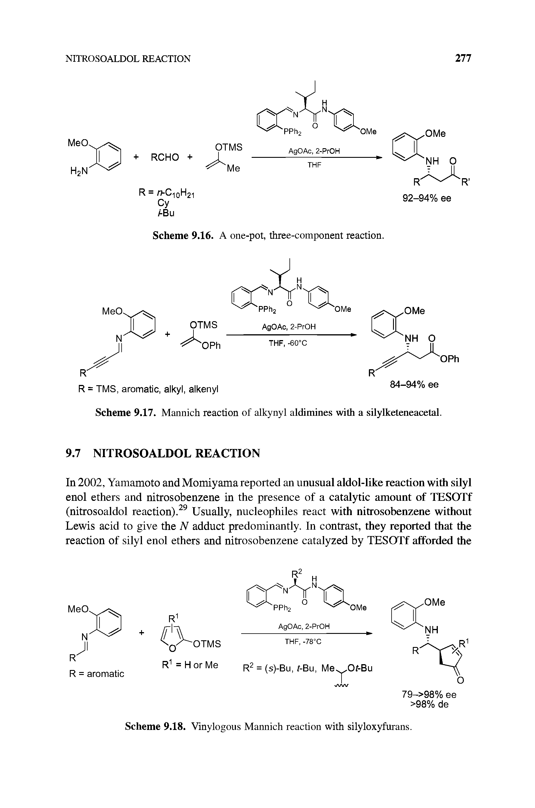 Scheme 9.18. Vinylogous Mannich reaction with silyloxyfurans.