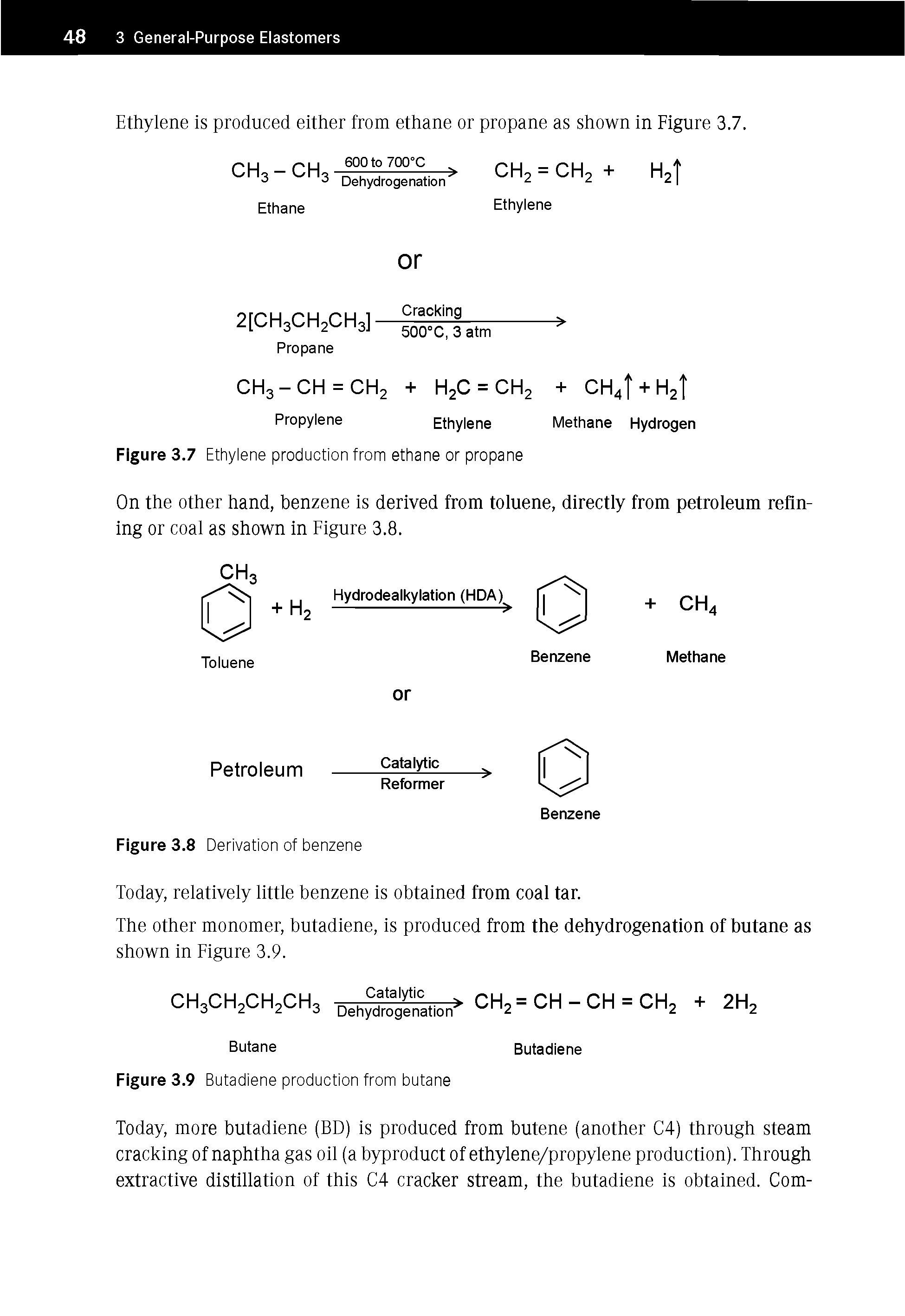 Figure 3.7 Ethylene production from ethane or propane...