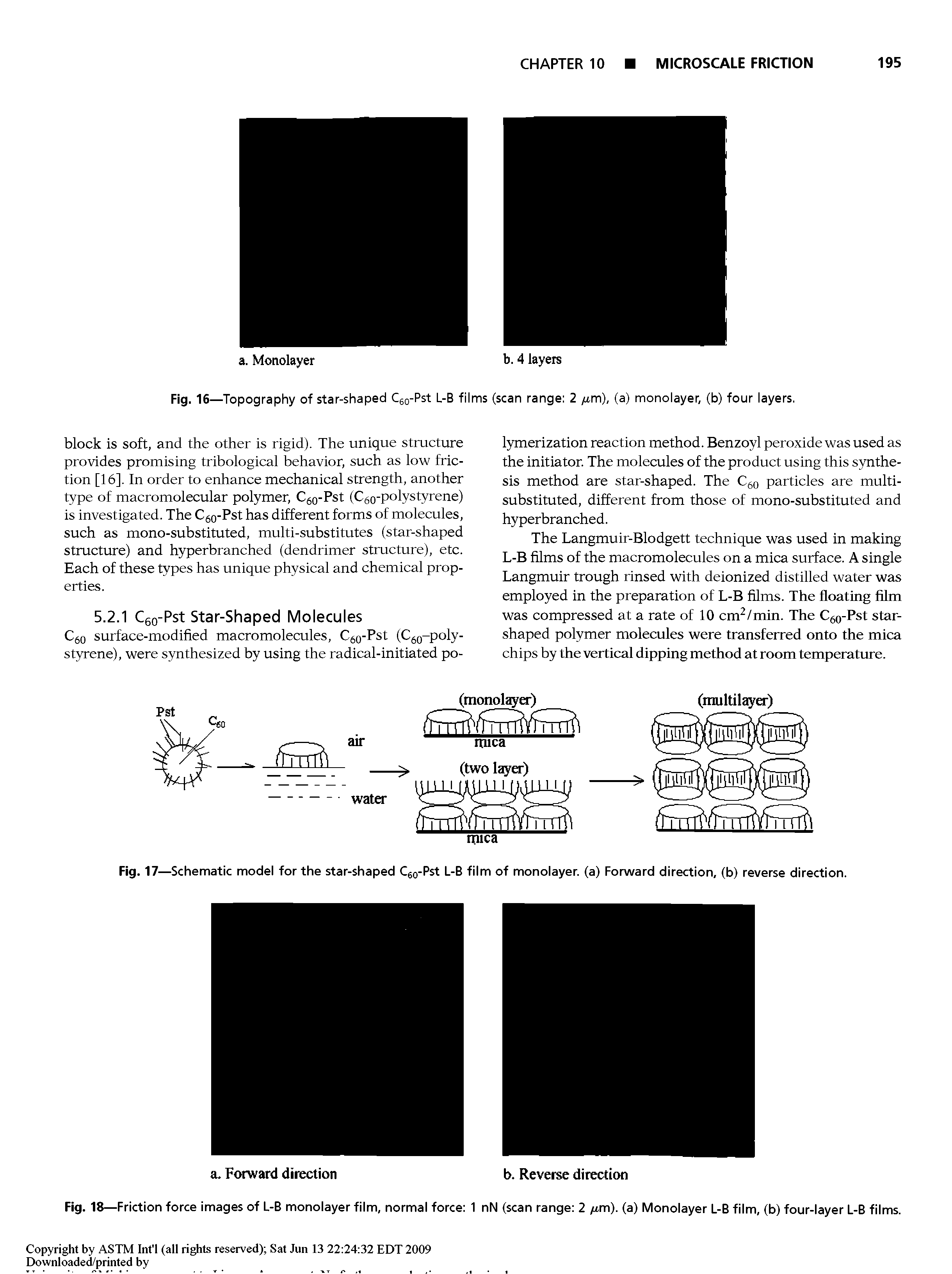 Fig. 17—Schematic model for the star-shaped Qo-Pst L-B film of monolayer, (a) Forward direction, (b) reverse direction.