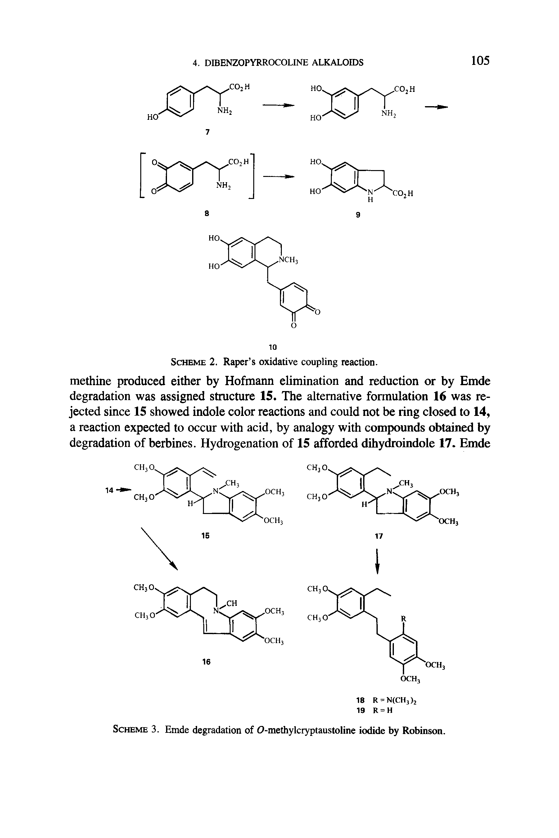 Scheme 3. Emde degradation of 0-methylcryptaustoline iodide by Robinson.