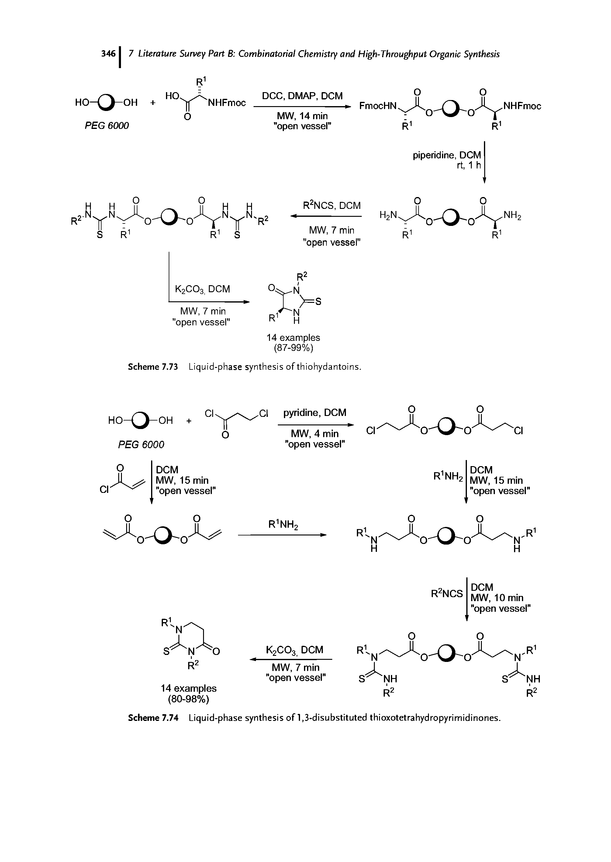 Scheme 7.74 Liquid-phase synthesis of 1,3-disubstituted thioxotetrahydropyrimidinones.