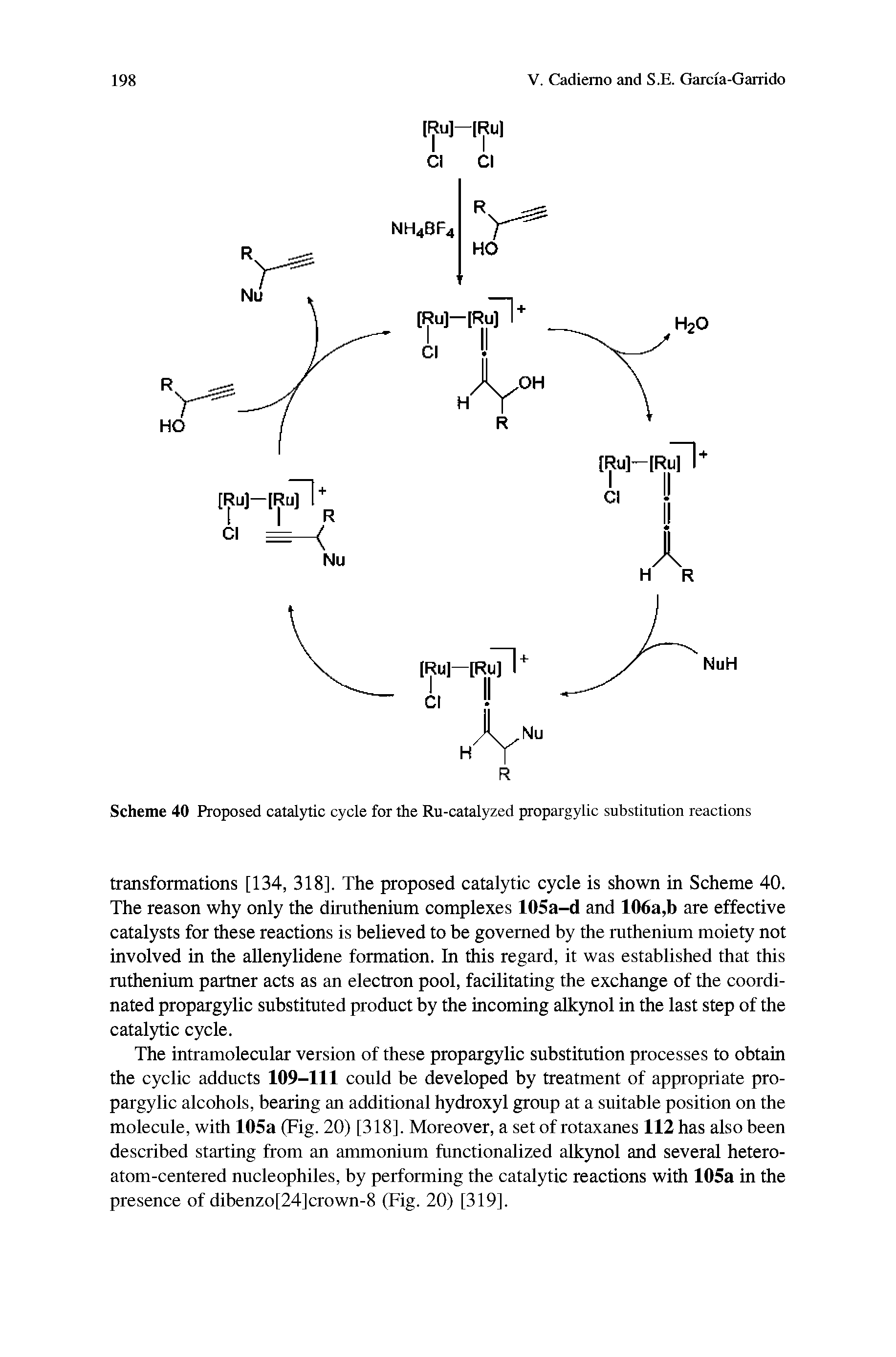 Scheme 40 Proposed catalytic cycle for the Ru-catalyzed propargylic substitution reactions...