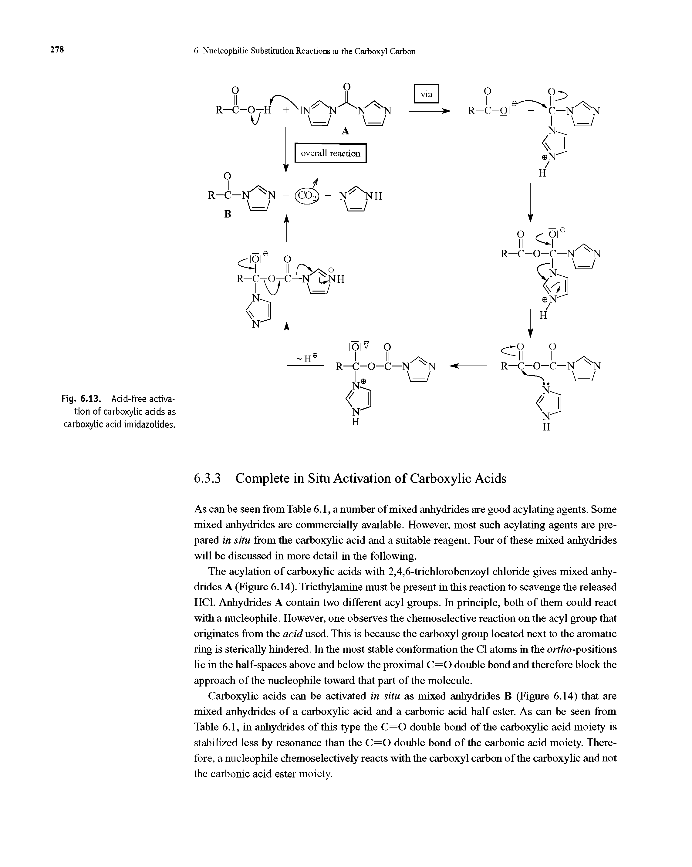 Fig. 6.13. Acid-free activation of carboxylic acids as carboxylic acid imidazolides.