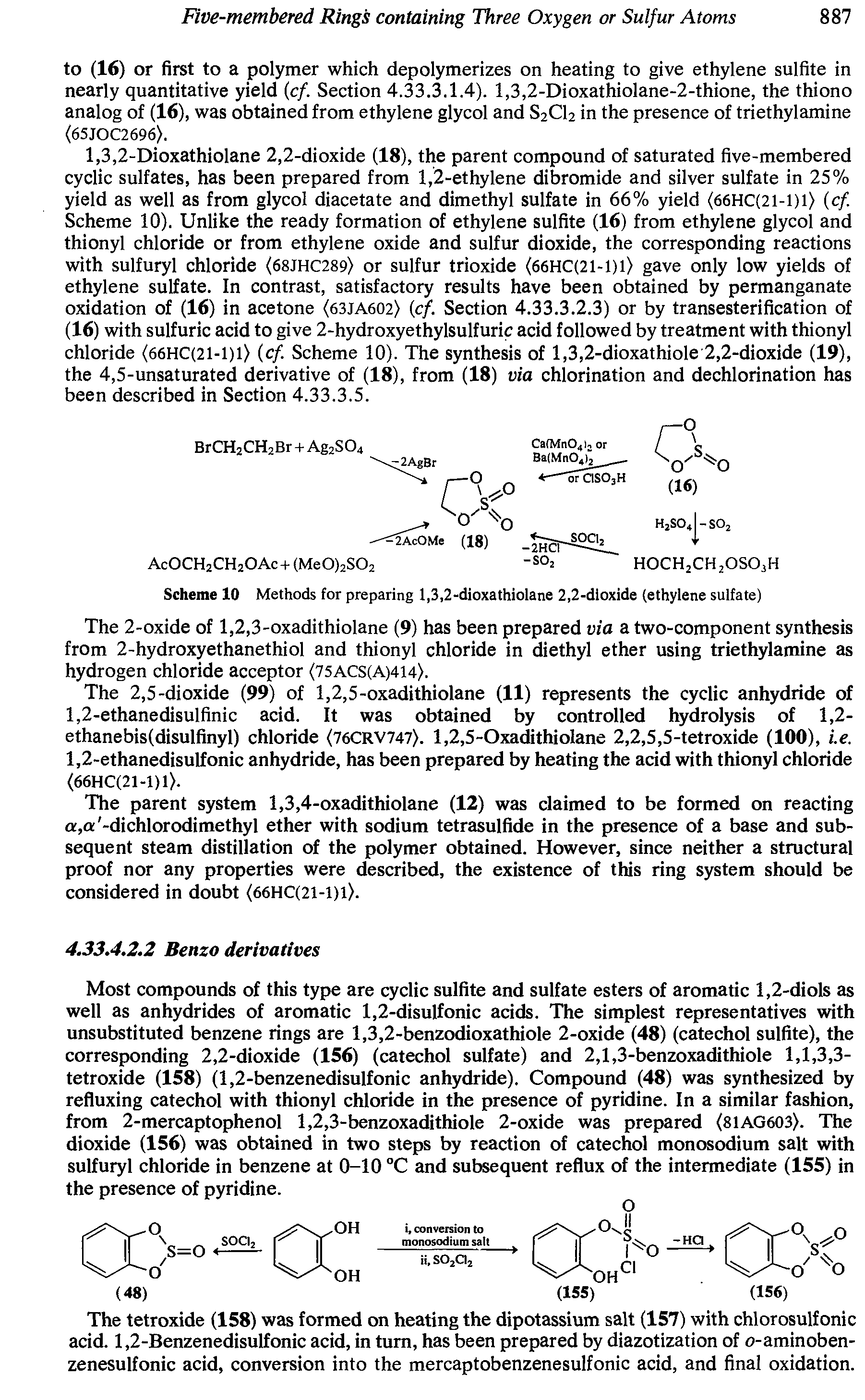 Scheme 10 Methods for preparing 1,3,2-dioxathiolane 2,2-dioxide (ethylene sulfate)...