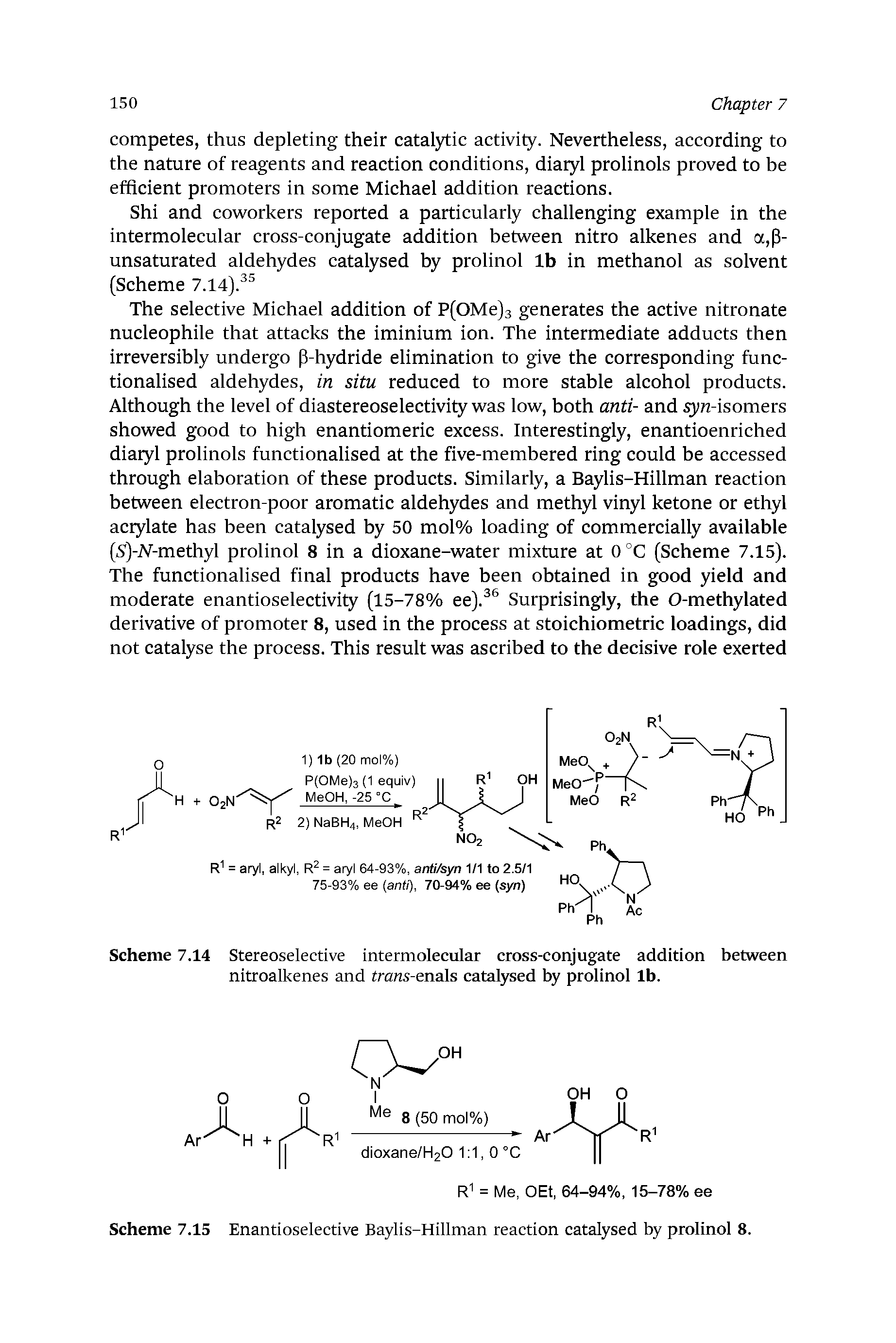 Scheme 7.15 Enantioselective Baylis-Hillman reaction catalysed by prolinol 8.