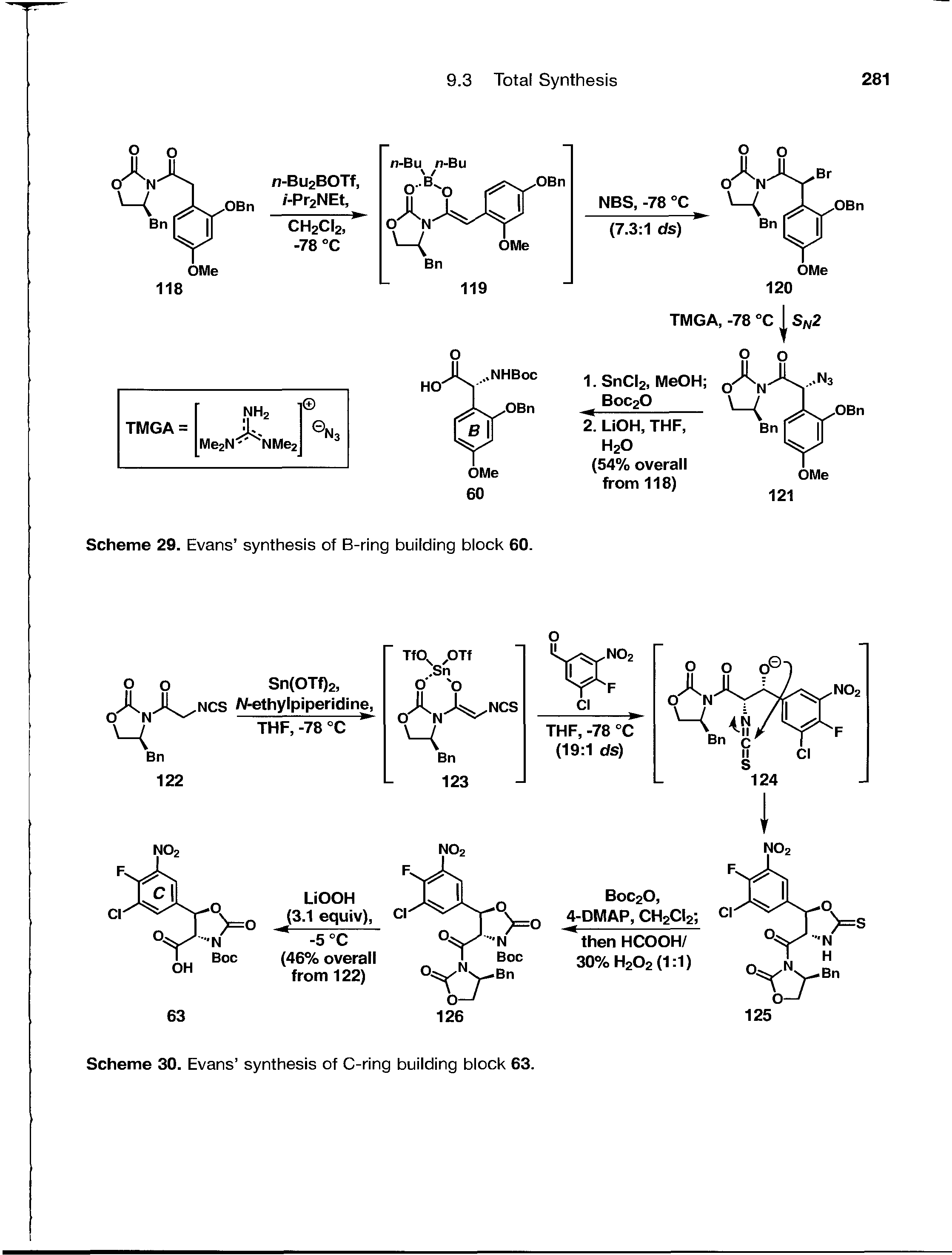 Scheme 29. Evans synthesis of B-ring building block 60.