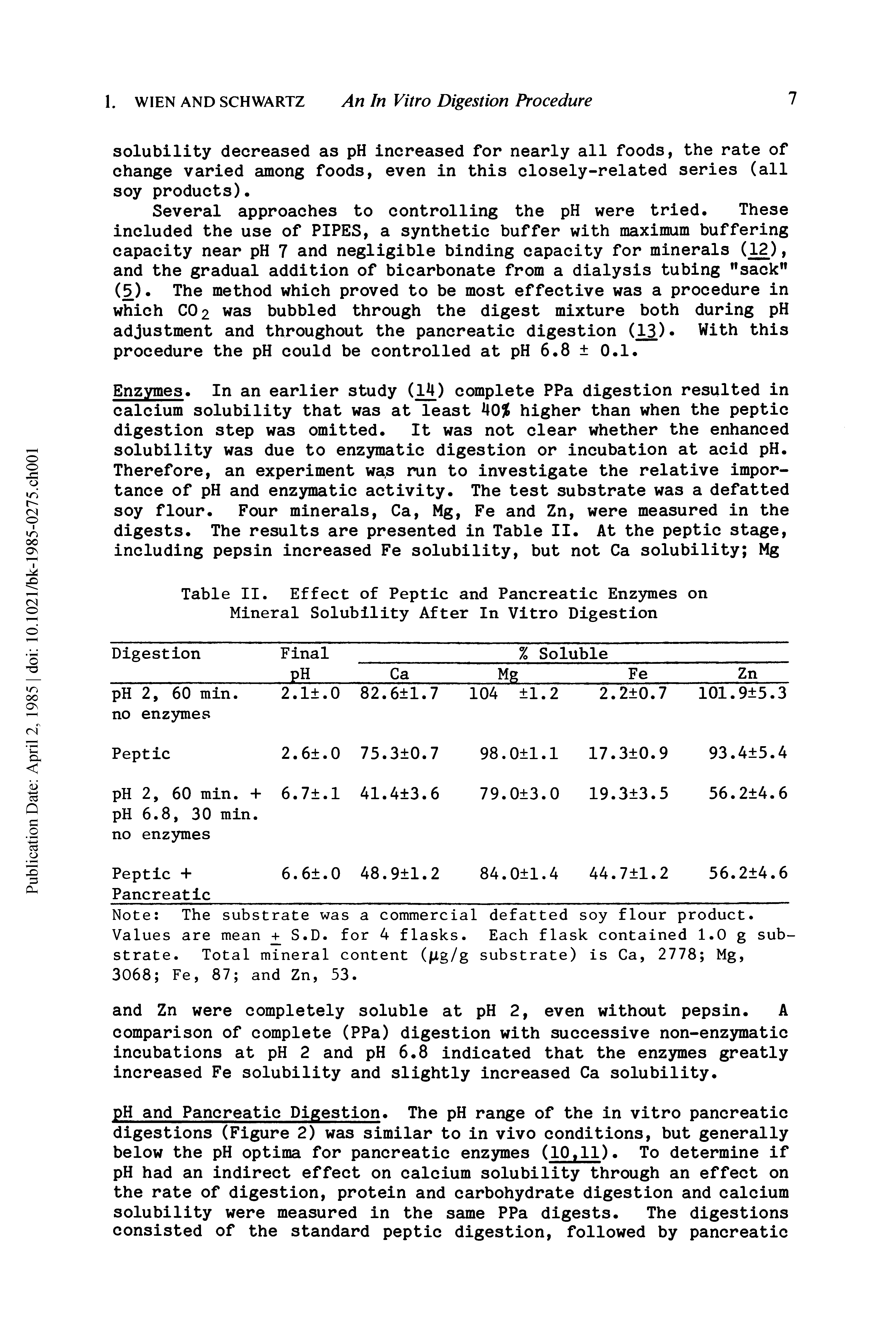 Table II. Effect of Peptic and Pancreatic Enzymes on Mineral Solubility After In Vitro Digestion...