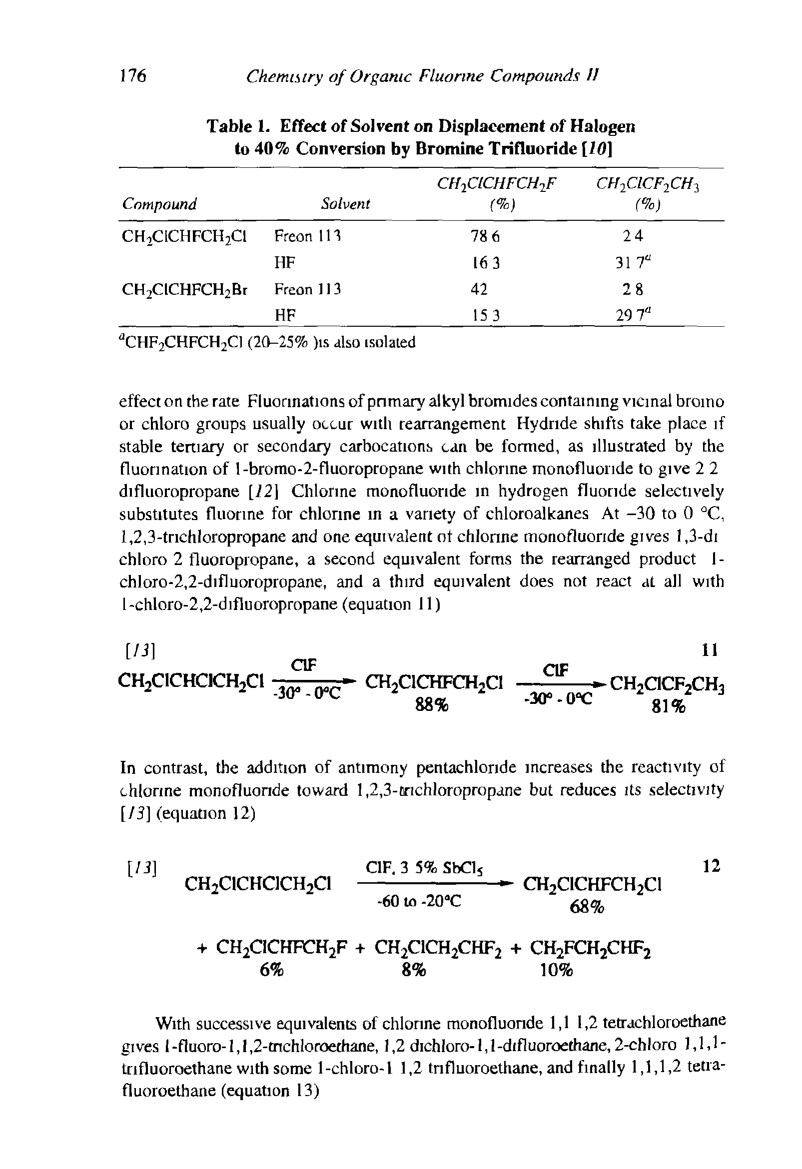 Table 1. Effect of Solvent on Displacement of Halogen to 40% Conversion by Bromine Trifluoride [10]...