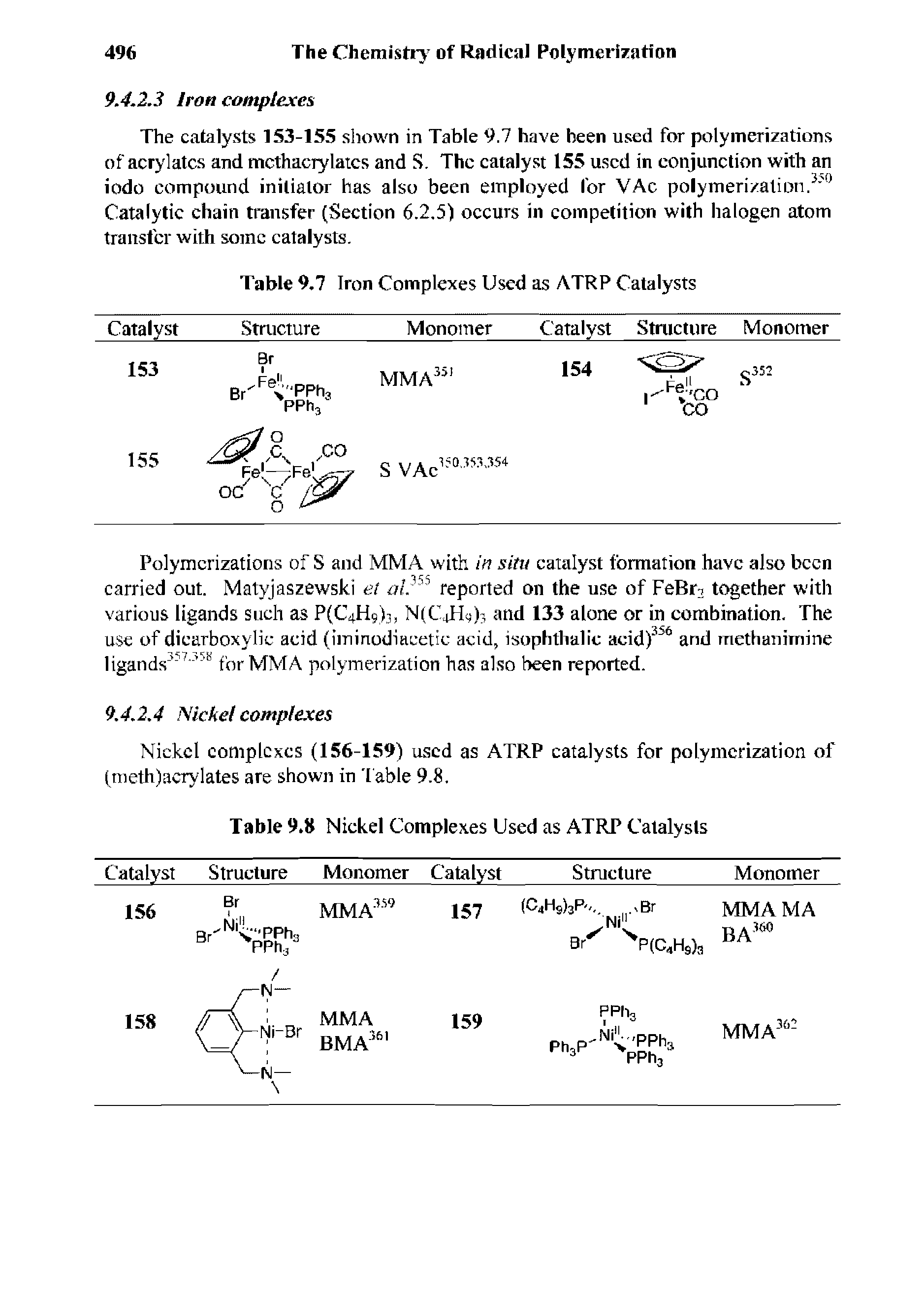 Table 9.7 Iron Complexes Used as ATRP Catalysts...