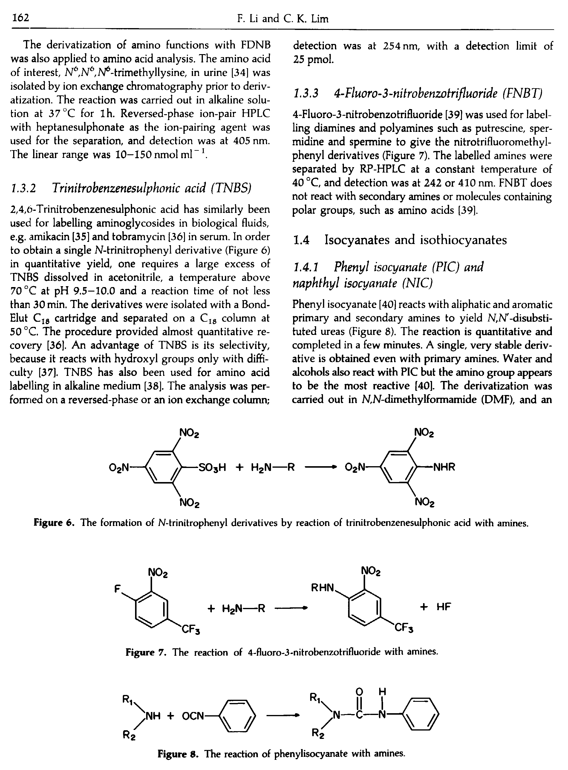 Figure 6. The formation of N-trinitrophenyl derivatives by reaction of trinitrobenzenesulphonic acid with amines.