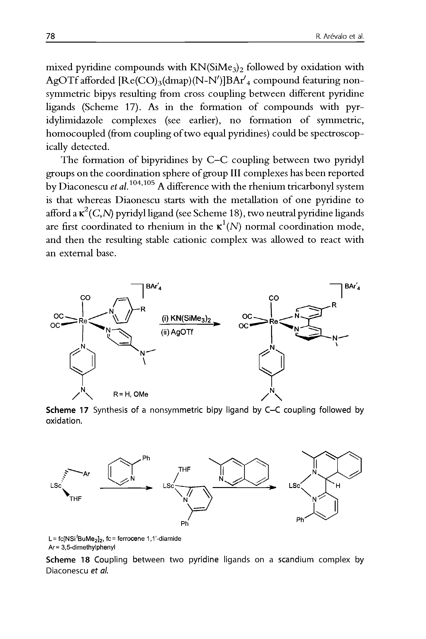 Scheme 18 Coupling between two pyridine ligands on a scandium complex by Diaconescu et al.