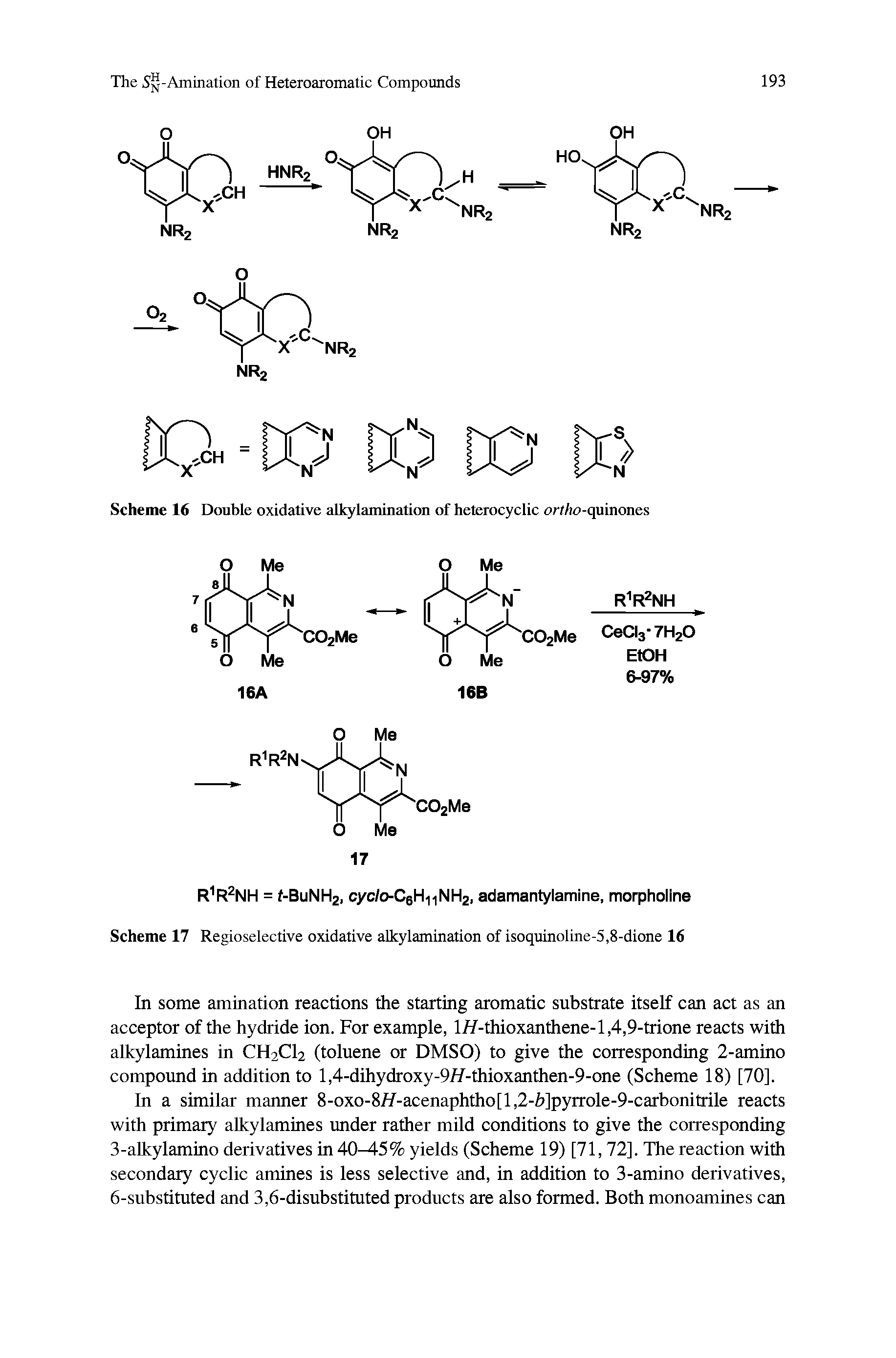 Scheme 17 Regioselective oxidative alkylamination of isoquinoline-5,8-dione 16...
