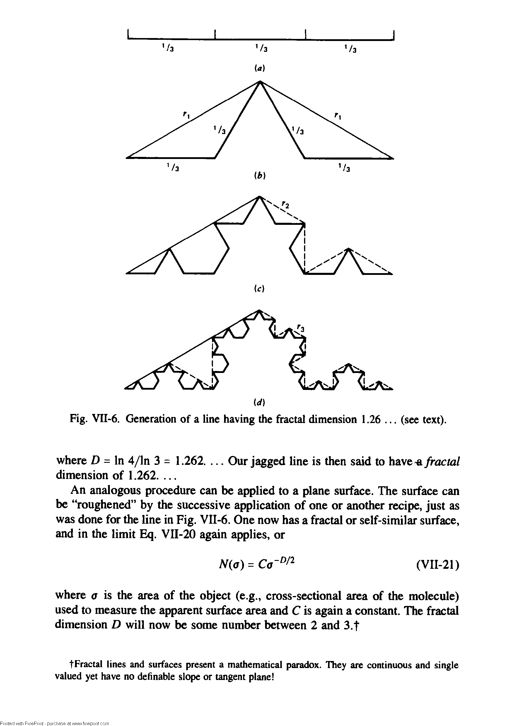 Fig. VII-6. Generation of a line having the fractal dimension 1.26. .. (see text).