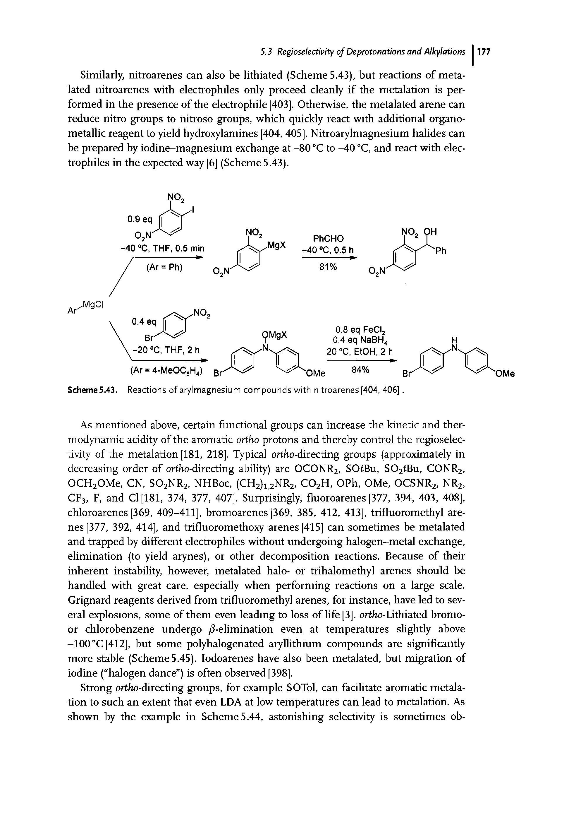 Scheme5.43. Reactions of arylmagnesium compounds with nitroarenes [404, 406].