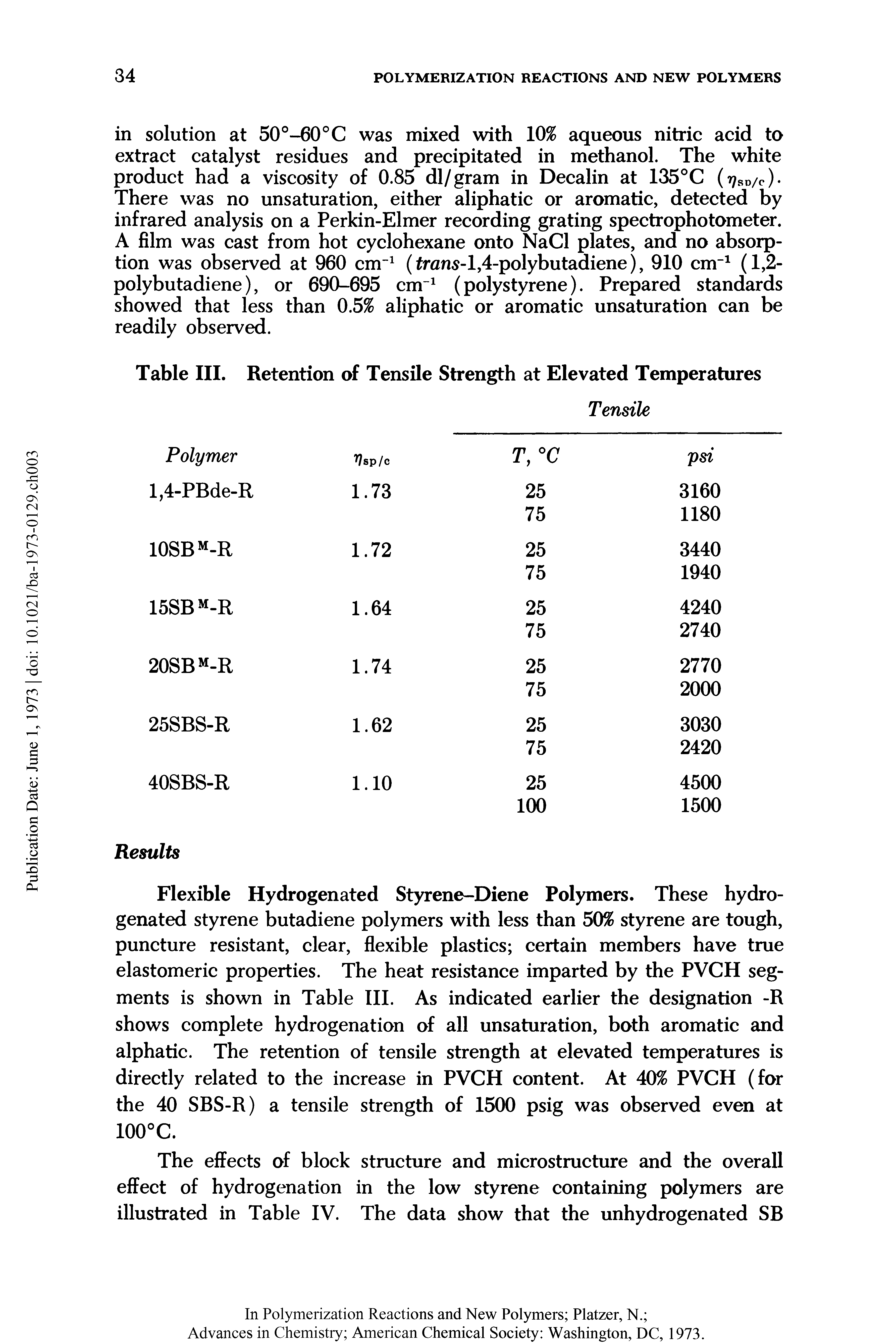 Table III. Retention of Tensile Strength at Elevated Temperatures...