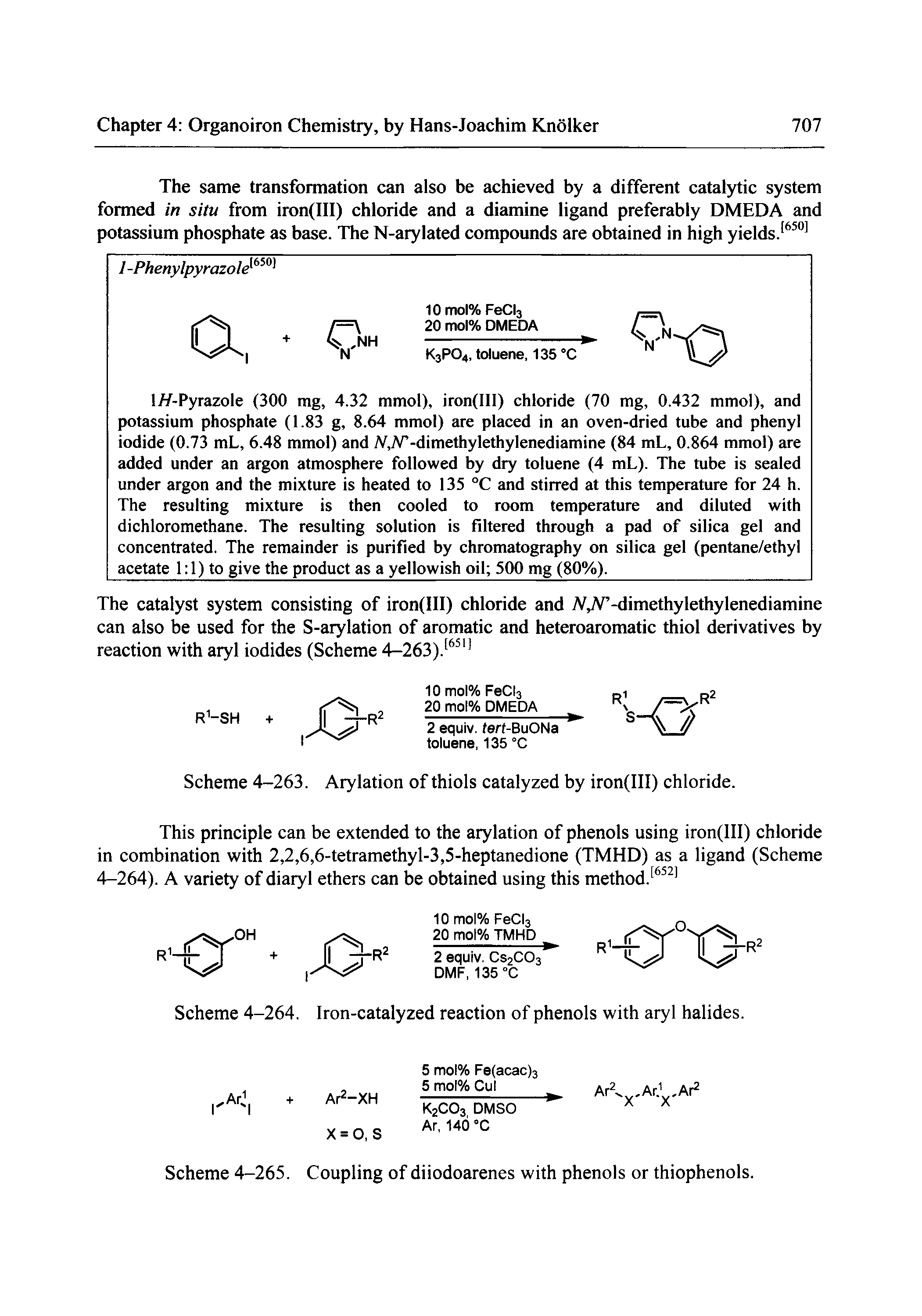 Scheme 4-263. Arylation of thiols catalyzed by iron(III) chloride.