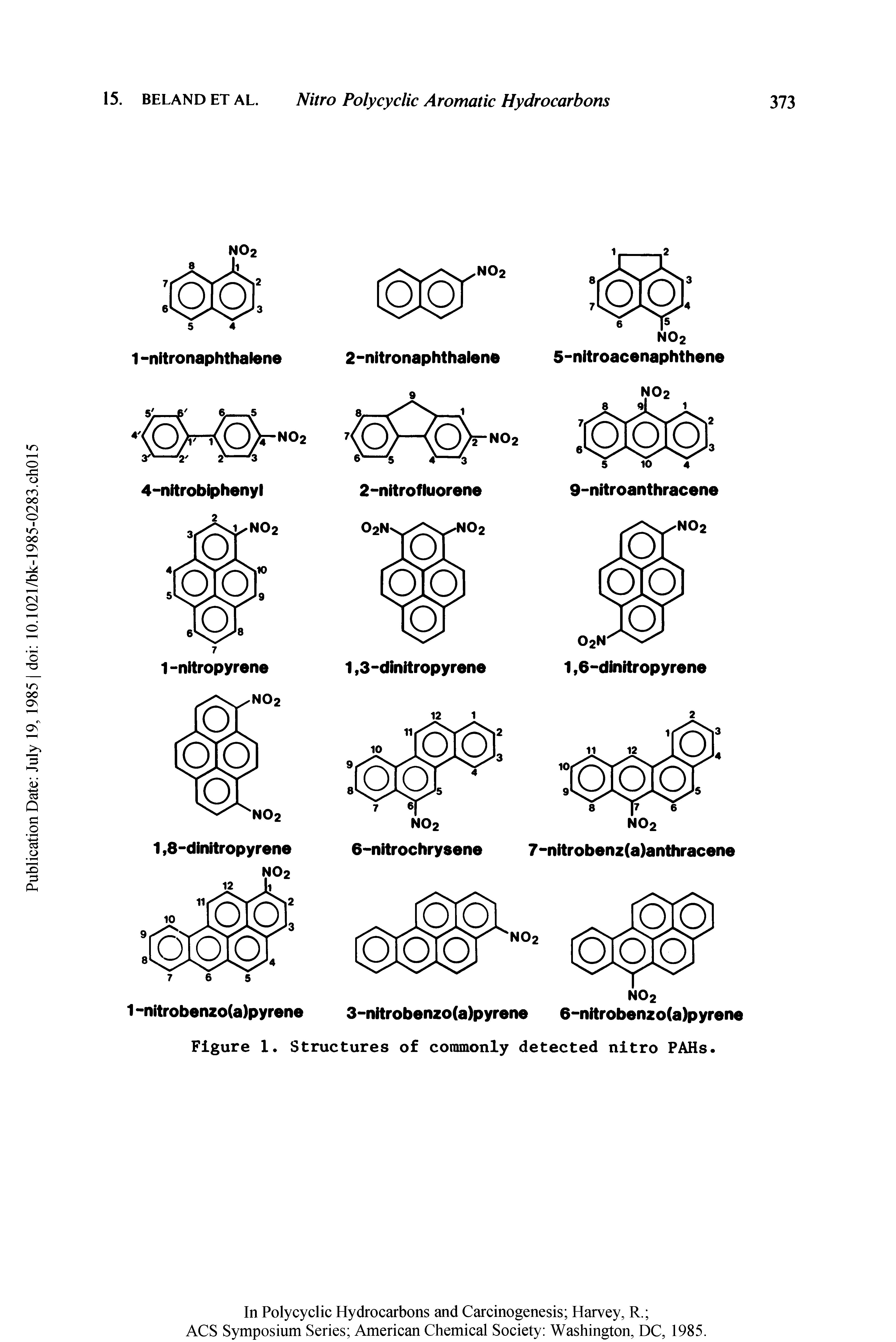 Figure 1. Structures of commonly detected nitro PAHs.