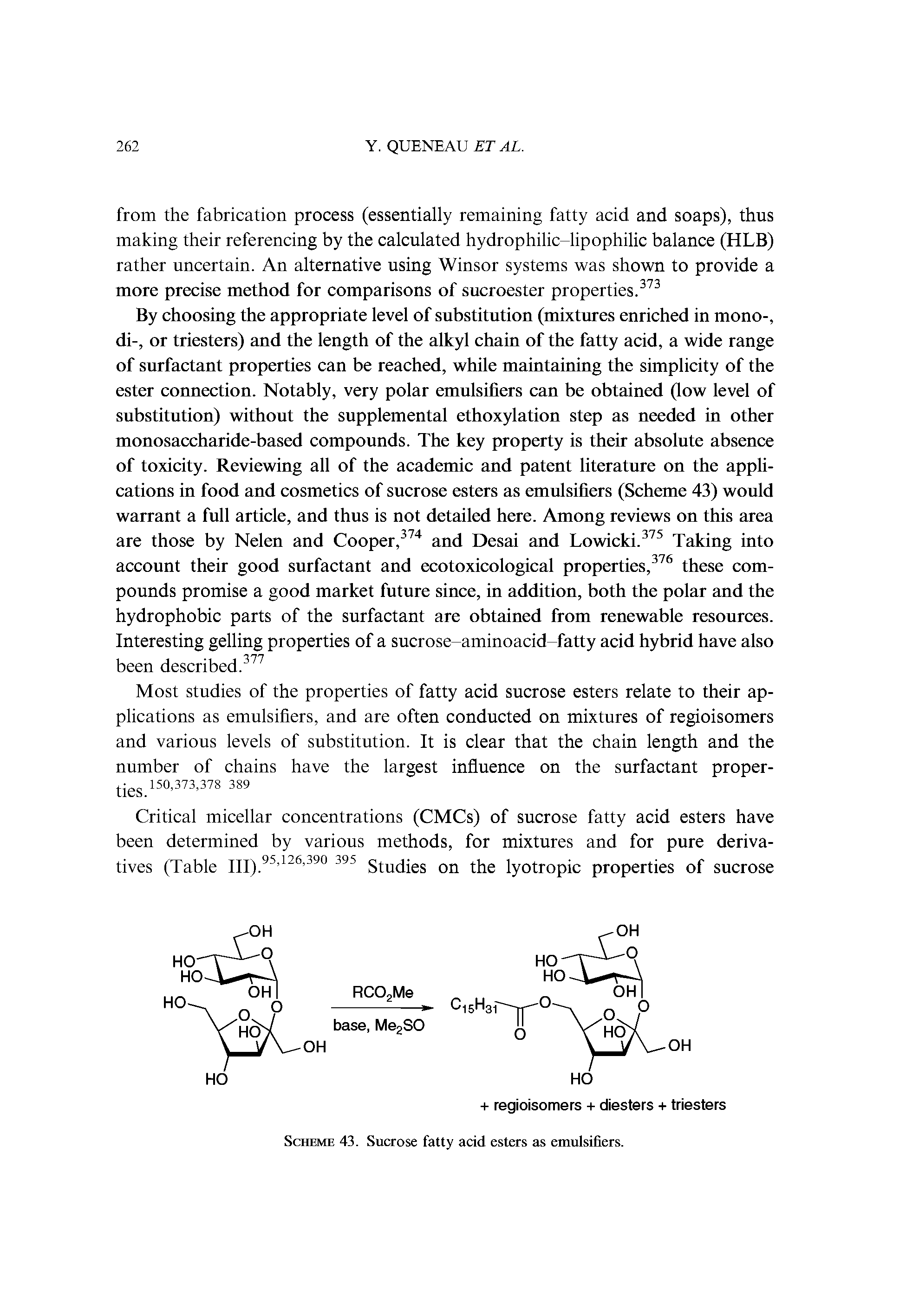 Scheme 43. Sucrose fatty acid esters as emulsifiers.