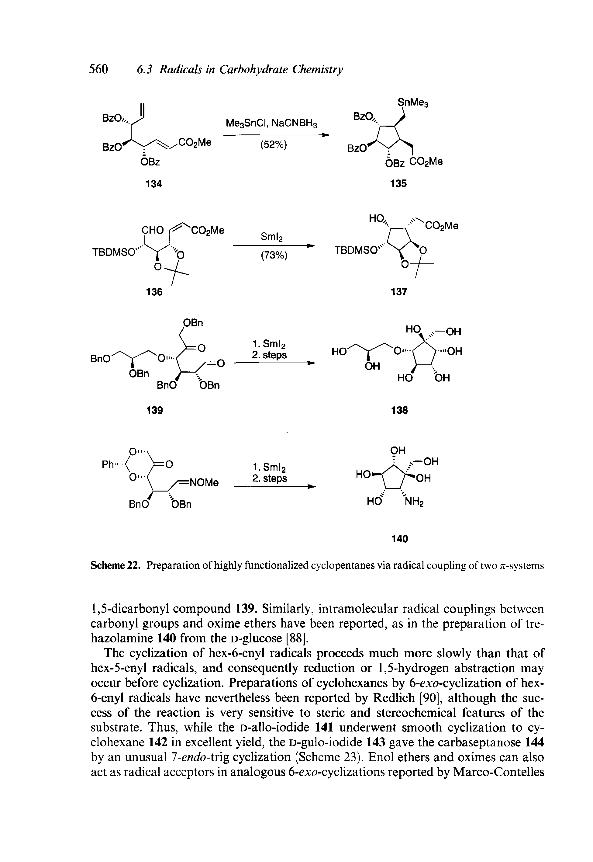 Scheme 22. Preparation of highly functionalized cyclopentanes via radical coupling of two 71-systems...