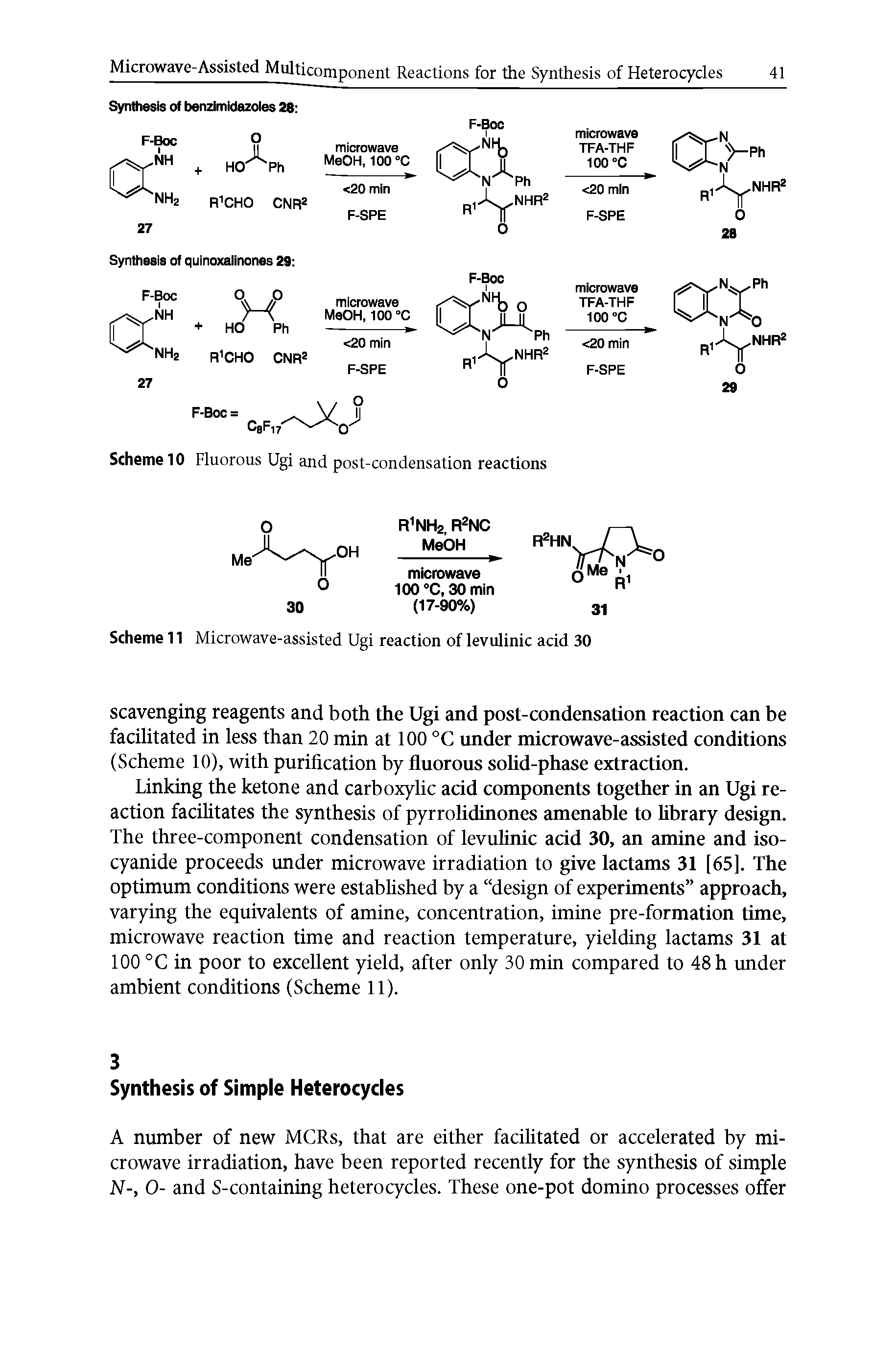 Scheme 11 Microwave-assisted Ugi reaction of levulinic acid 30...
