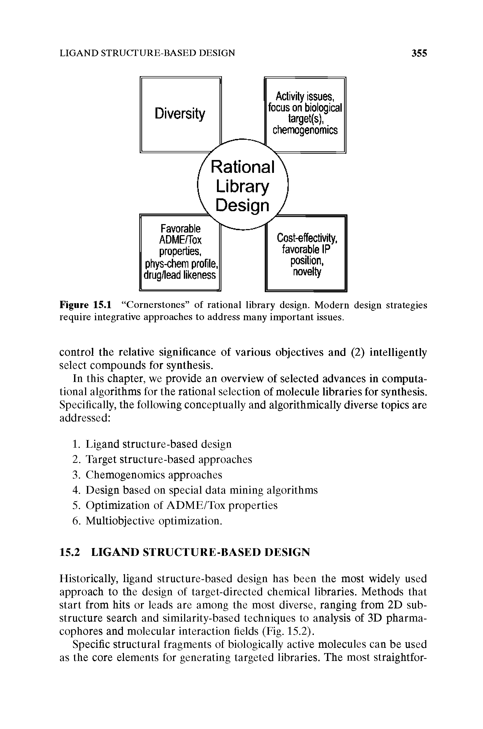 Figure 15.1 Cornerstones of rational library design. Modern design strategies require integrative approaches to address many important issues.