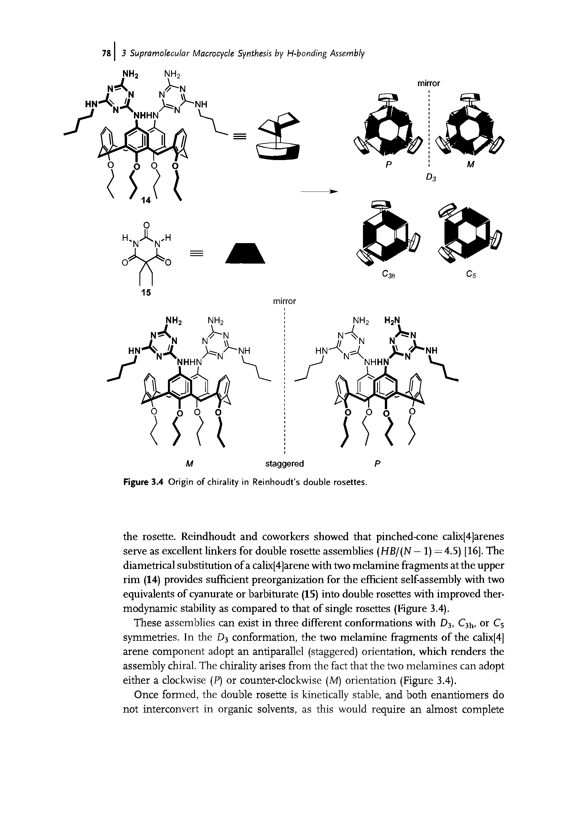 Figure 3.4 Origin of chirality in Reinhoudt s double rosettes.