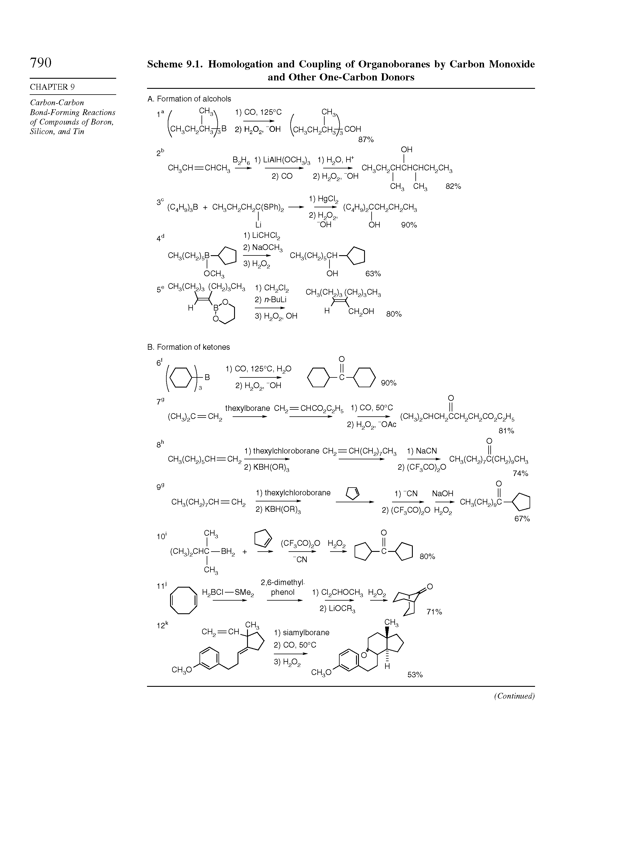 Scheme 9.1. Homologation and Coupling of Organoboranes by Carbon Monoxide and Other One-Carbon Donors...