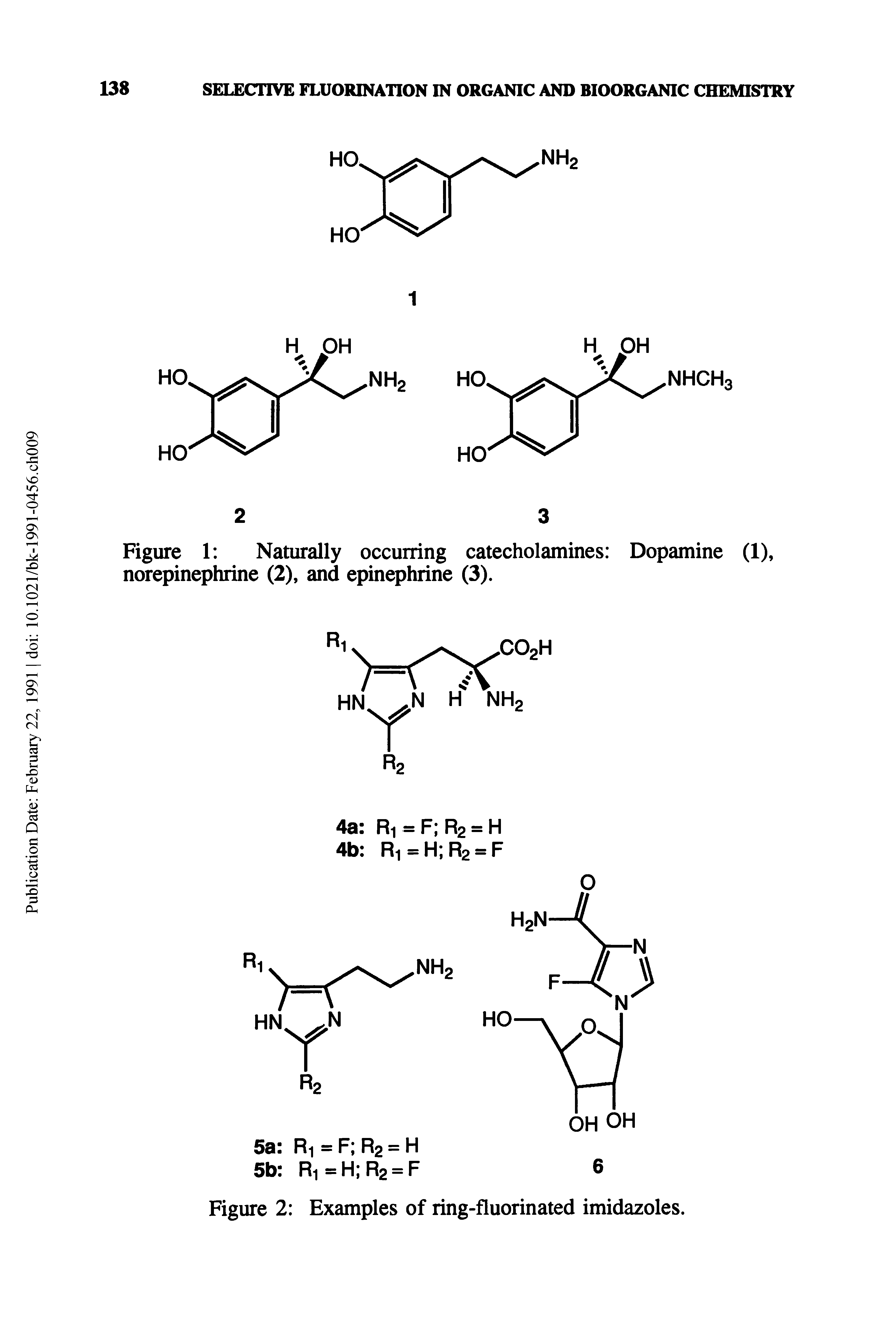 Figure 1 Naturally occurring catecholamines Dopamine (1), norepinephrine (2), and epinephrine (3).