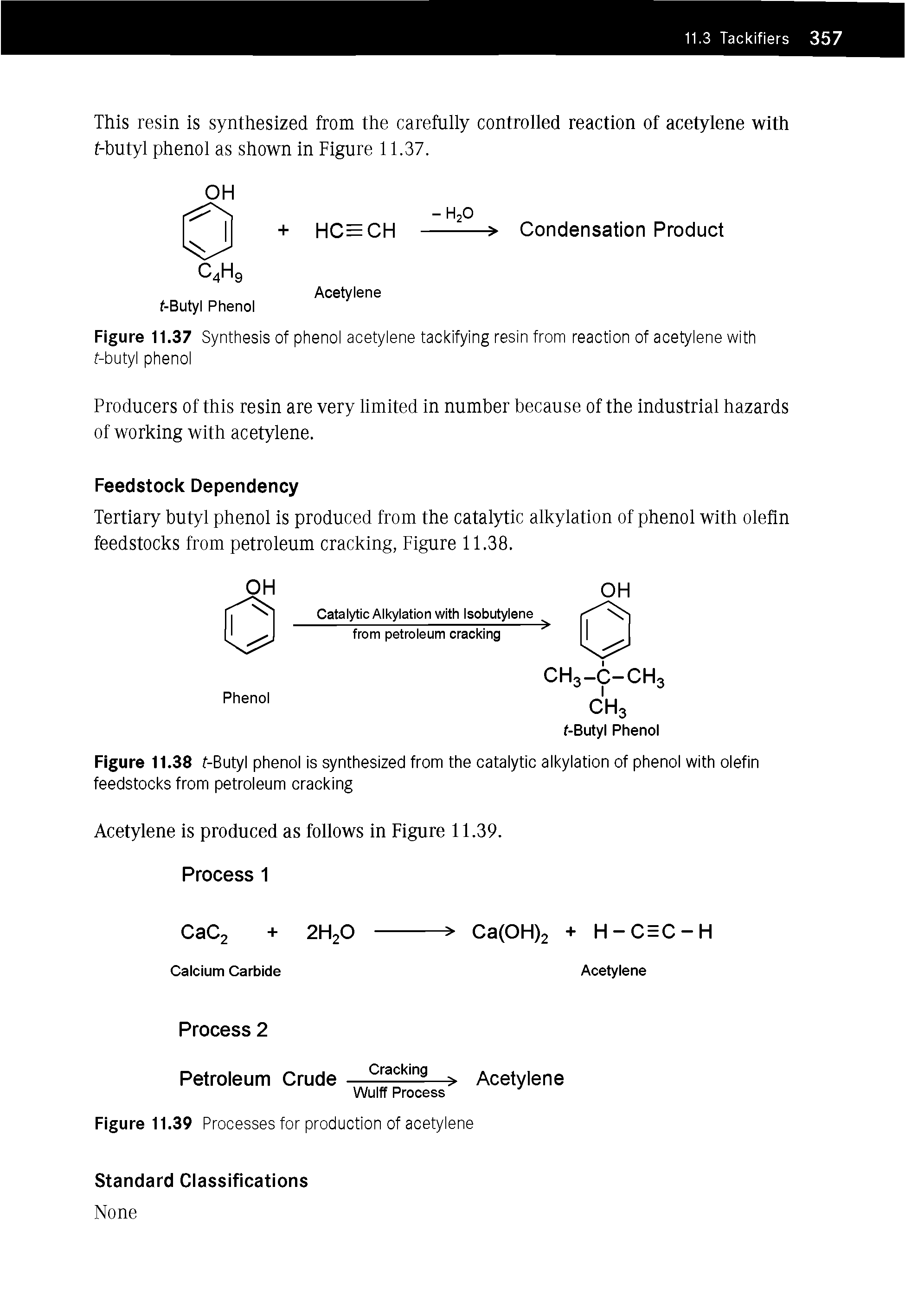 Figure 11.37 Synthesis of phenol acetylene tackifying resin from reaction of acetylene with f-butyl phenol...