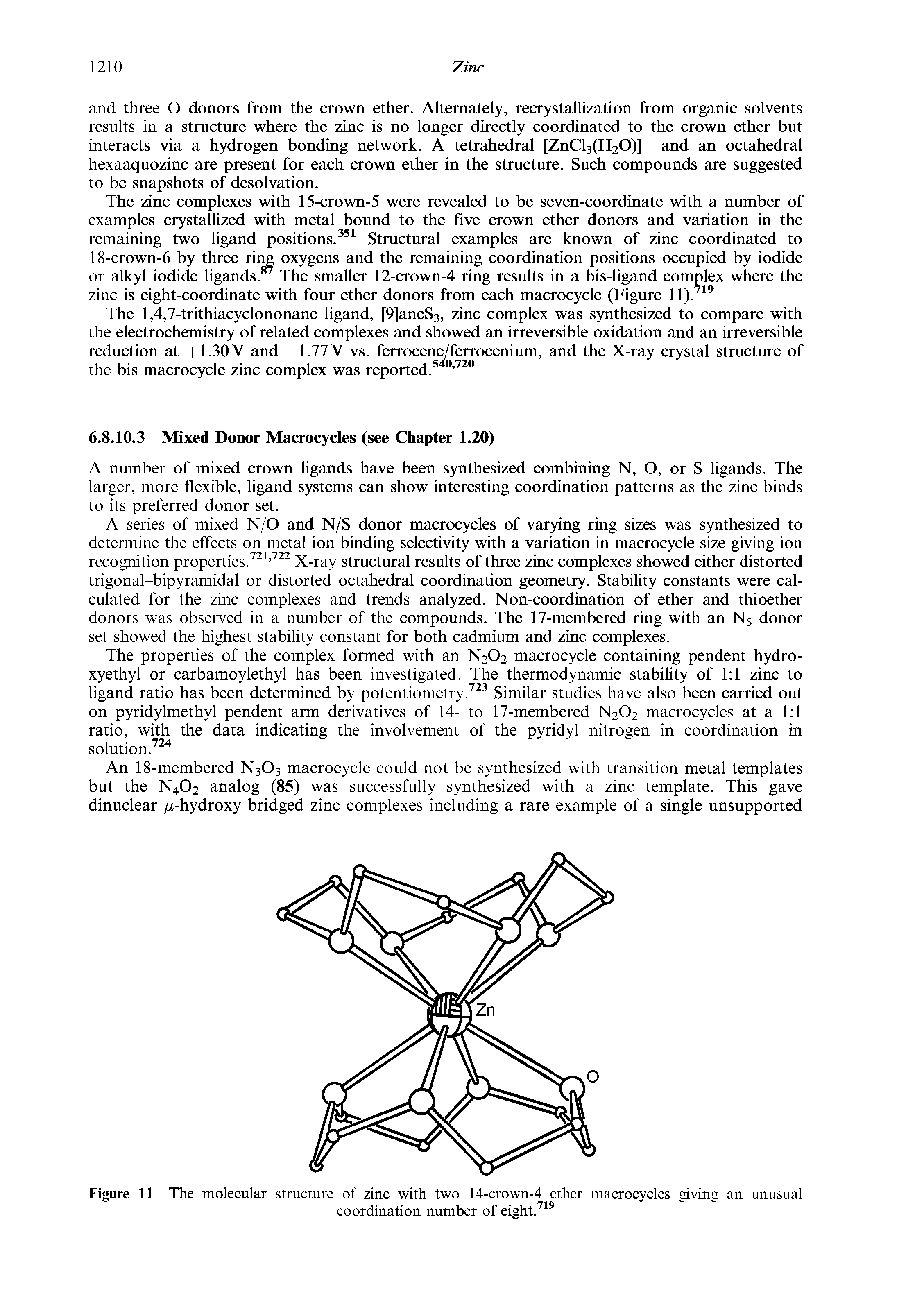 Figure 11 The molecular structure of zinc with two 14-crown-4 ether macrocycles giving an unusual...