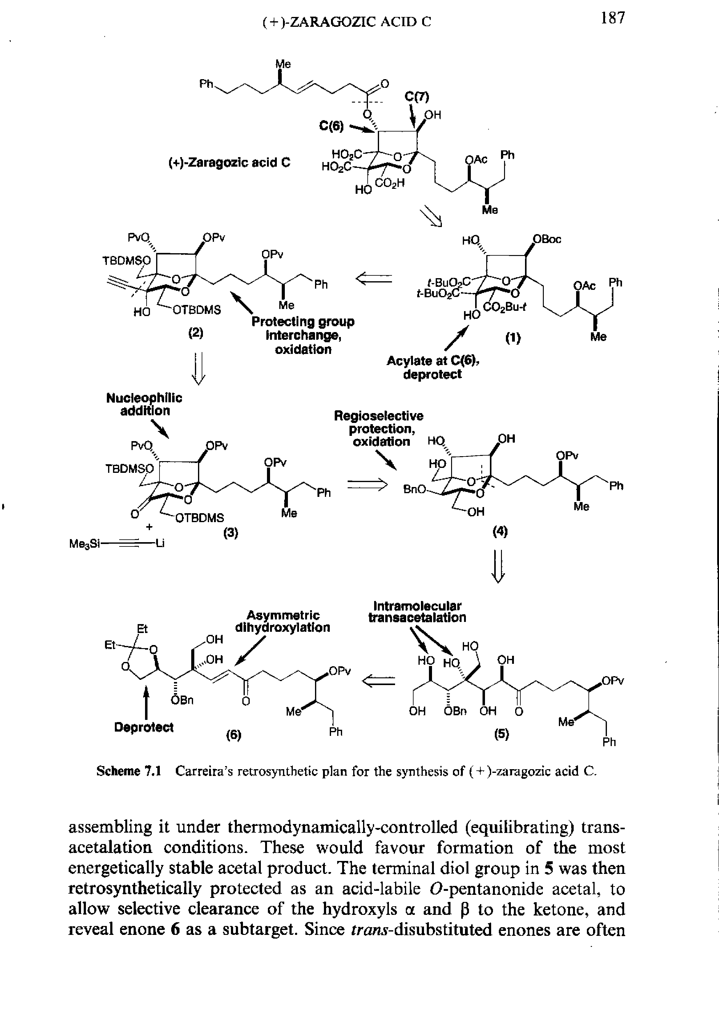 Scheme 7.1 Carreira s retrosynthetic plan for the synthesis of (+ )-zaragozig acid C.