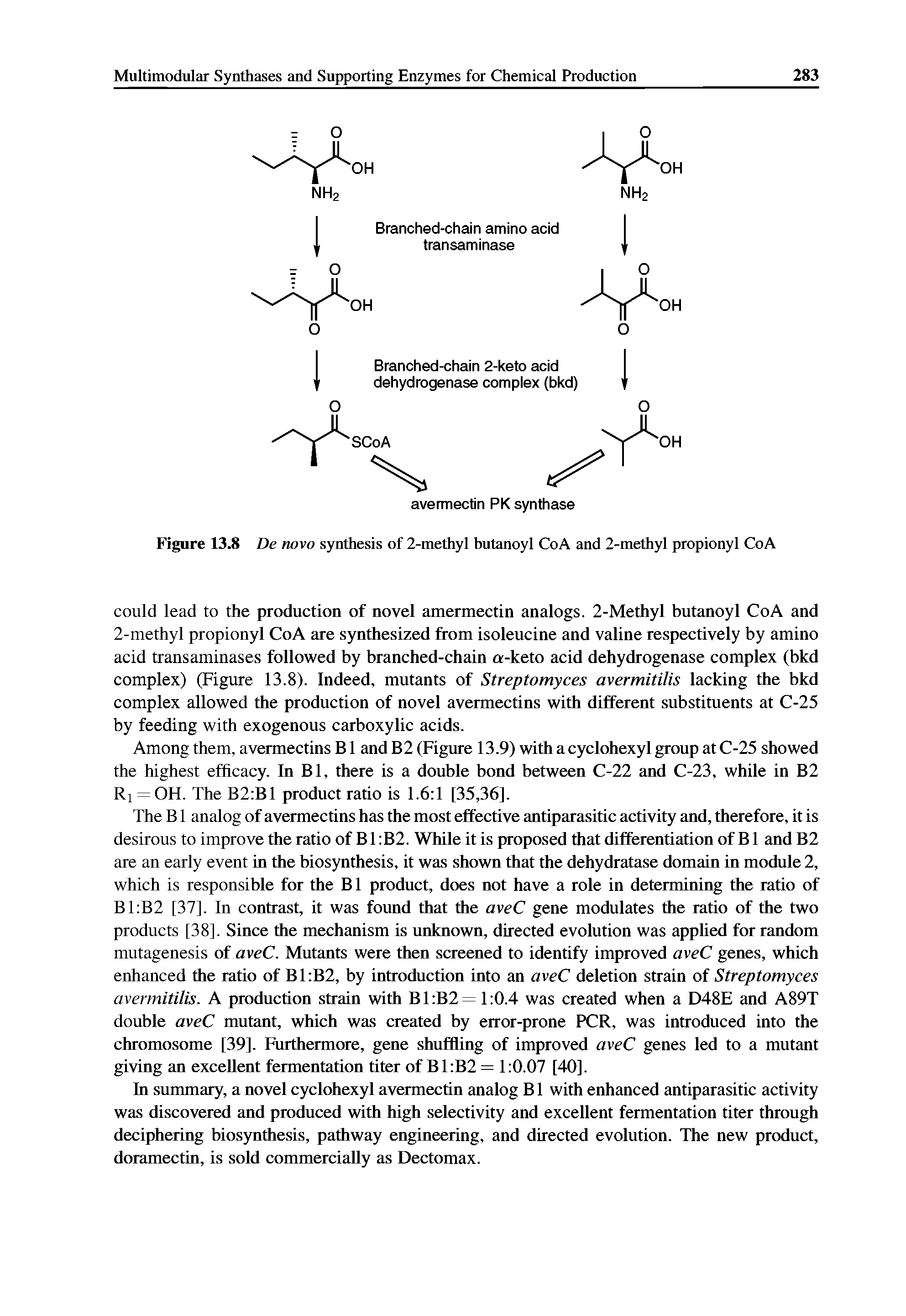 Figure 13.8 De novo synthesis of 2-methyl hutanoyl CoA and 2-methyl propionyl CoA...