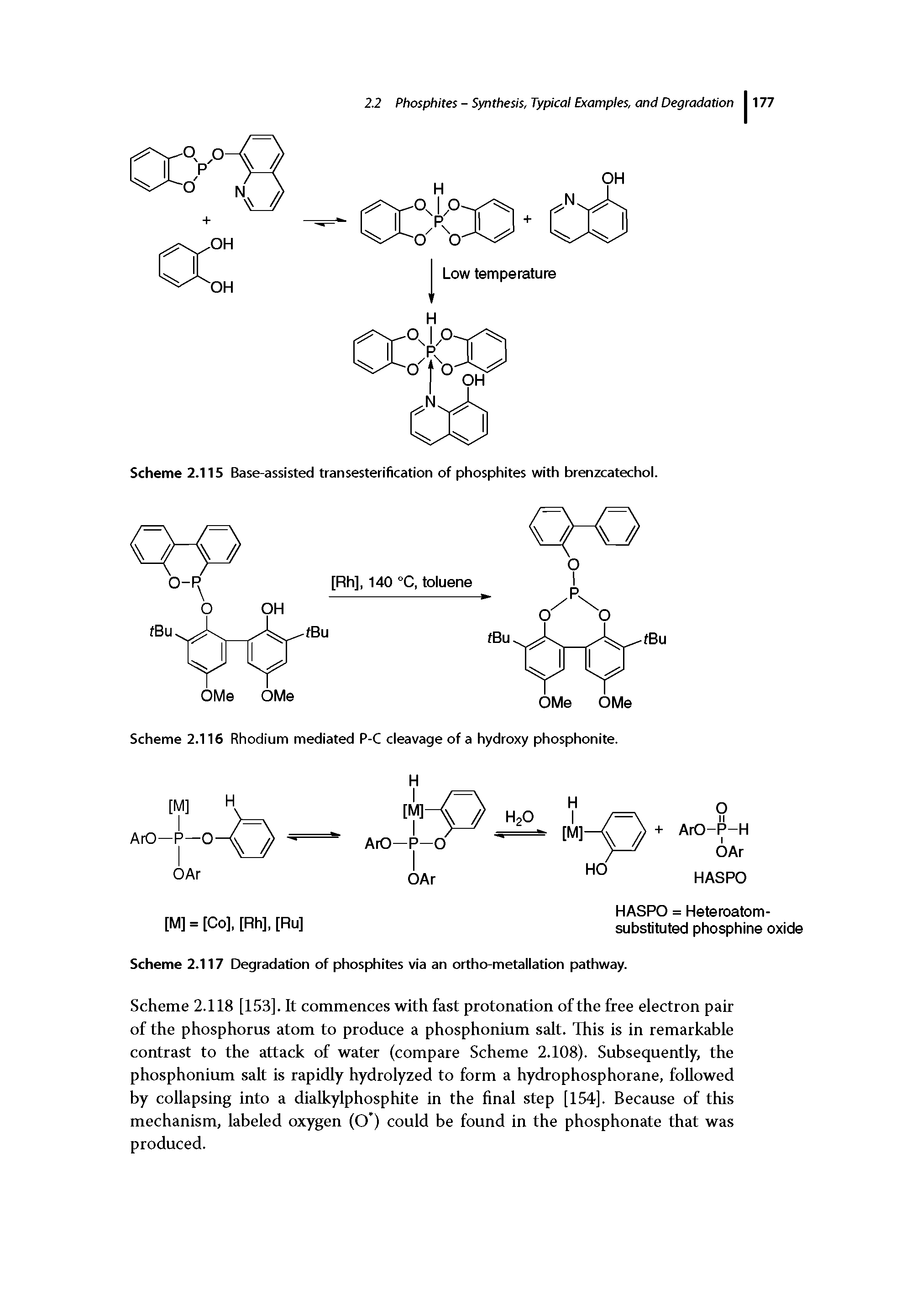 Scheme 2.117 Degradation of phosphites via an ortho-metallation pathway.