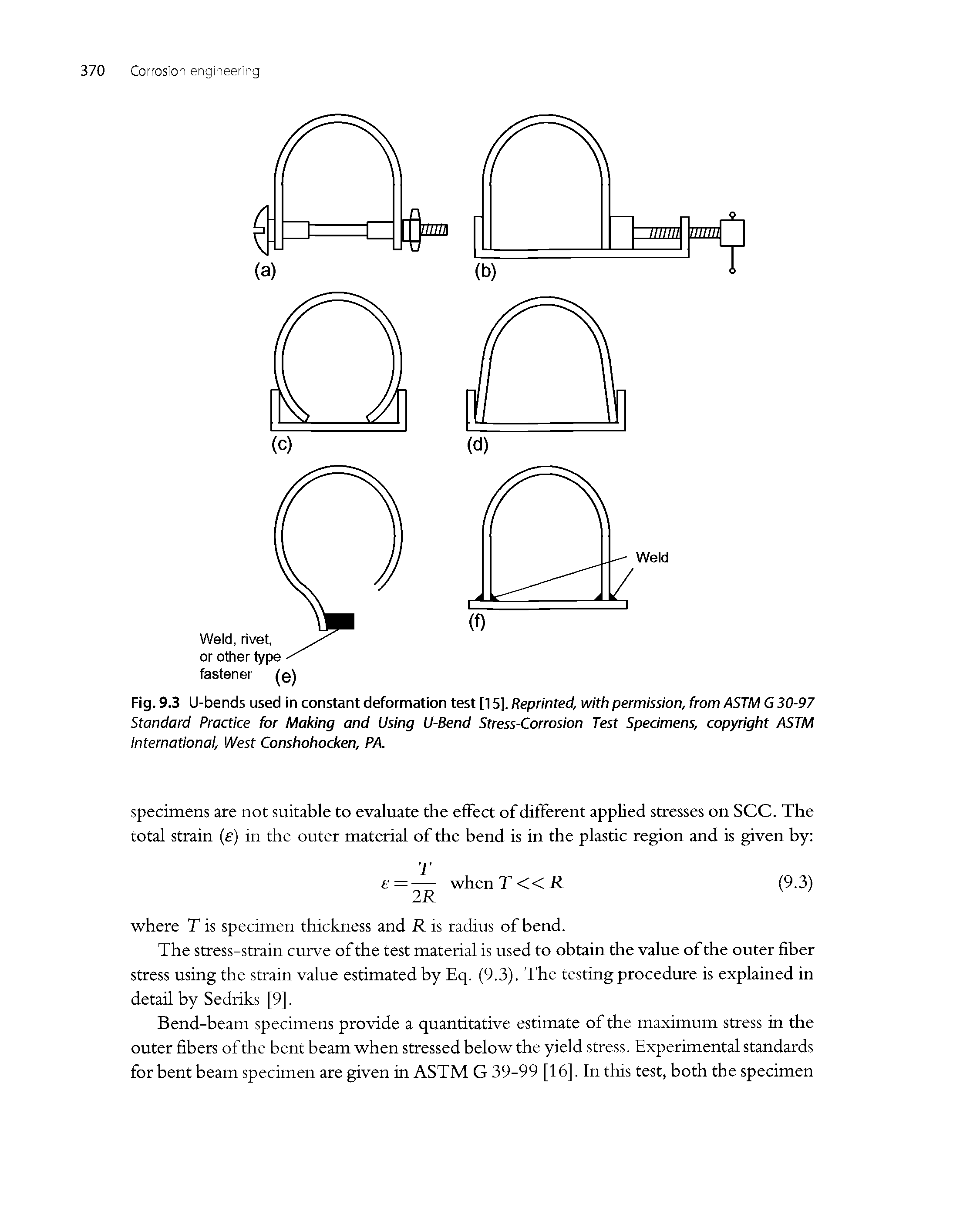 Fig. 9.3 U-bends used in constant deformation test [15], Reprinted, with permission, from ASTM G 30-97 Standard Practice for Making and Using U-Bend Stress-Corrosion Test Specimens, copyright ASTM International, West Conshohocken, PA.