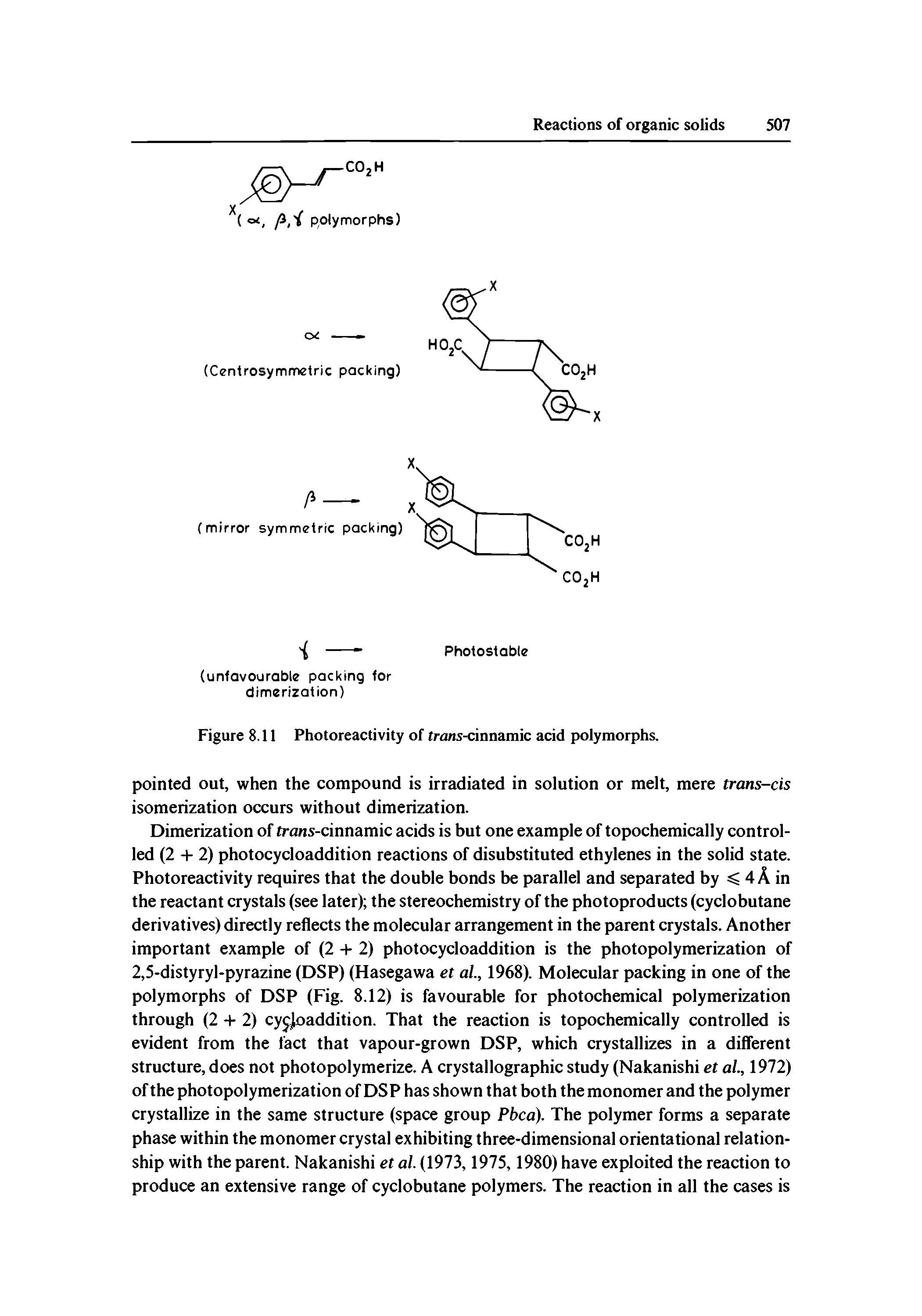 Figure 8.11 Photoreactivity of rrans-cinnamic acid polymorphs.