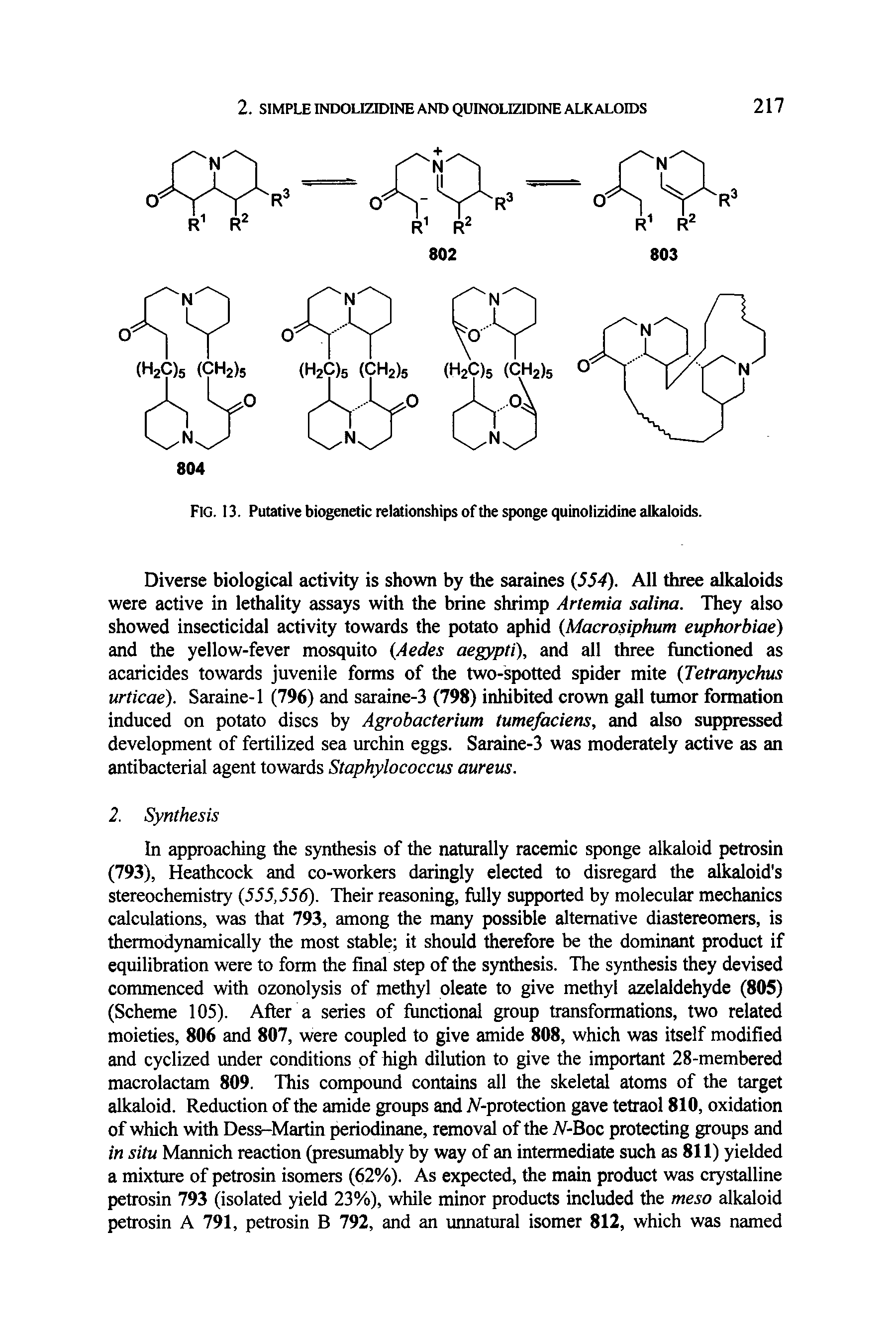 Fig. 13. Putative biogenetic relationships of the sponge quinolizidine alkaloids.