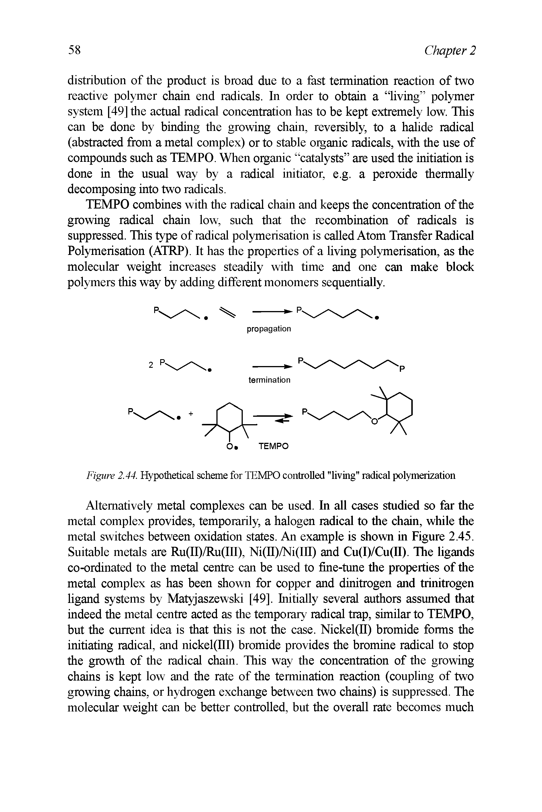 Figure 2.44. Hypothetical scheme for TEMPO controlled "living" radical polymerization...