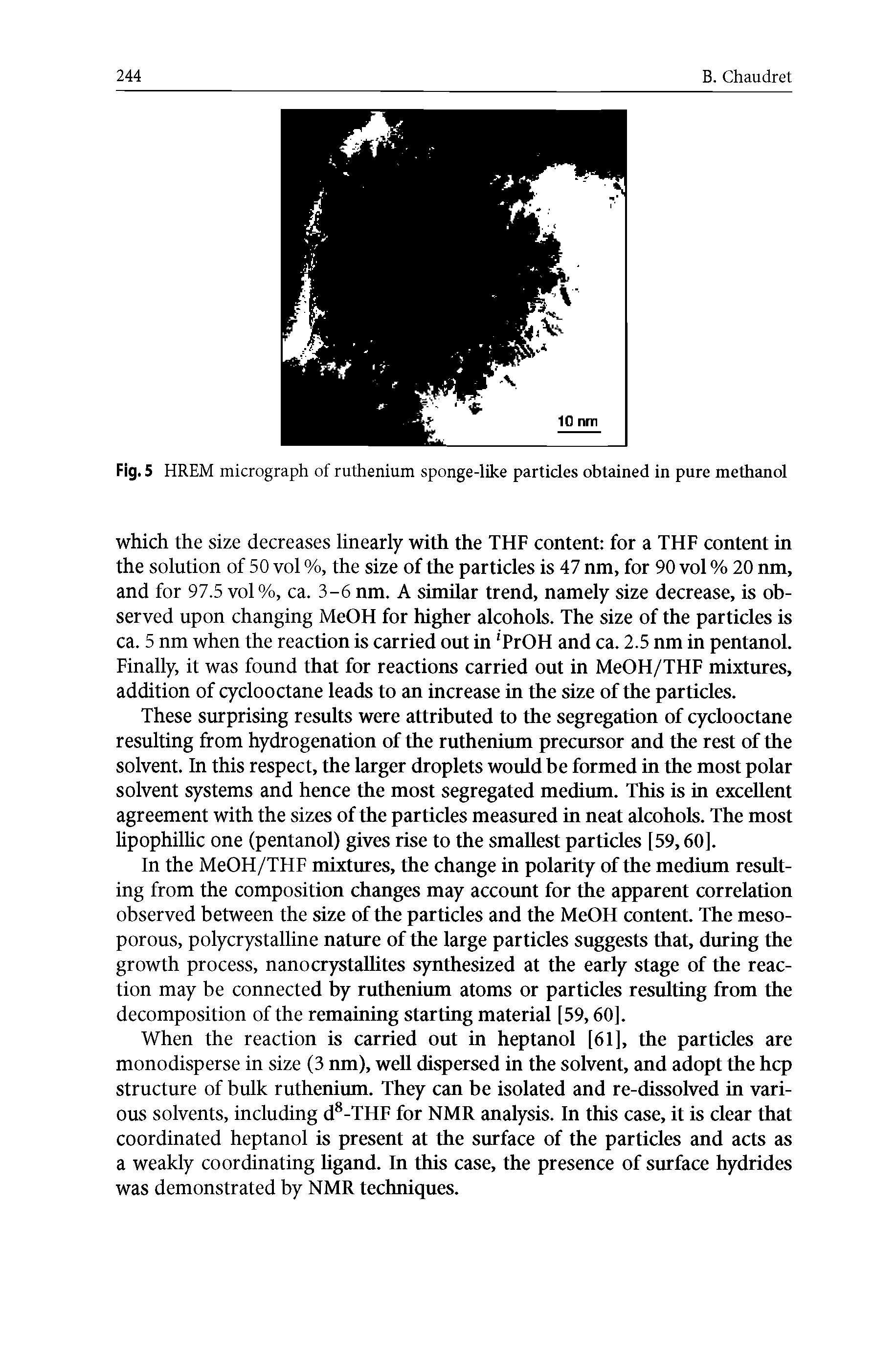 Fig. 5 HREM micrograph of ruthenium sponge-like particles obtained in pure methanol...