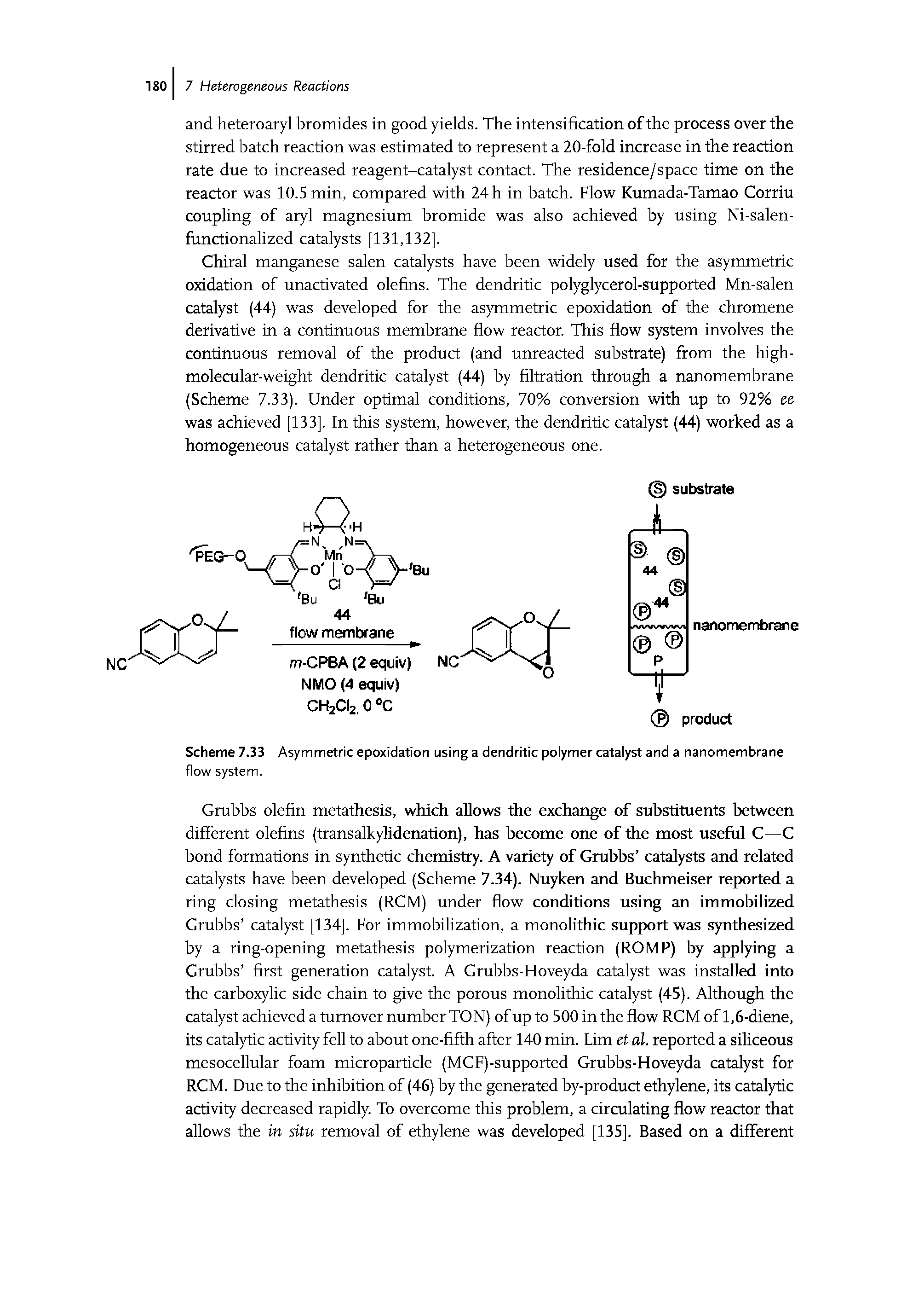 Scheme 7.33 Asymmetric epoxidation using a dendritic polymer catalyst and a nanomembrane...