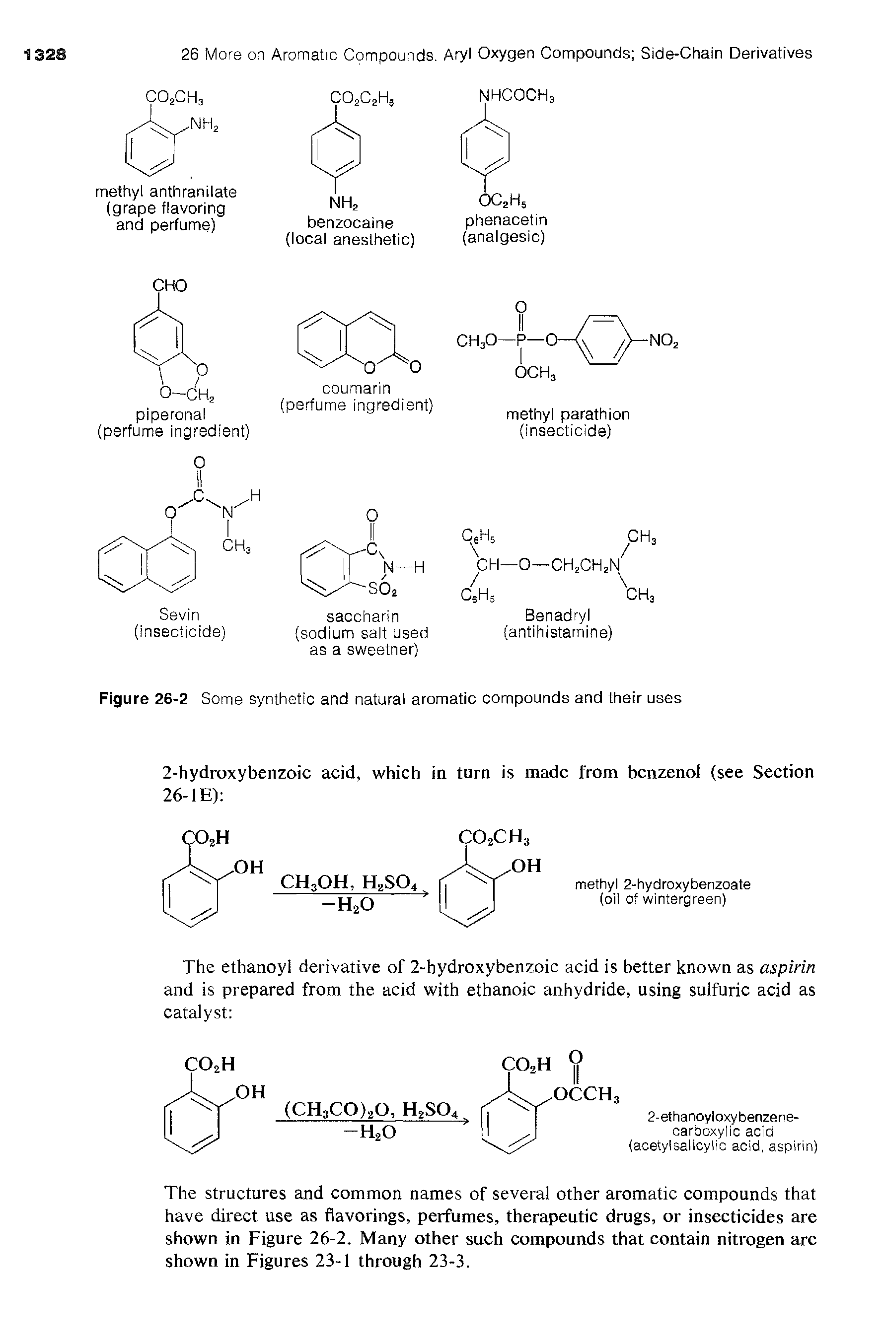 Figure 26-2 Some synthetic and natural aromatic compounds and their uses...