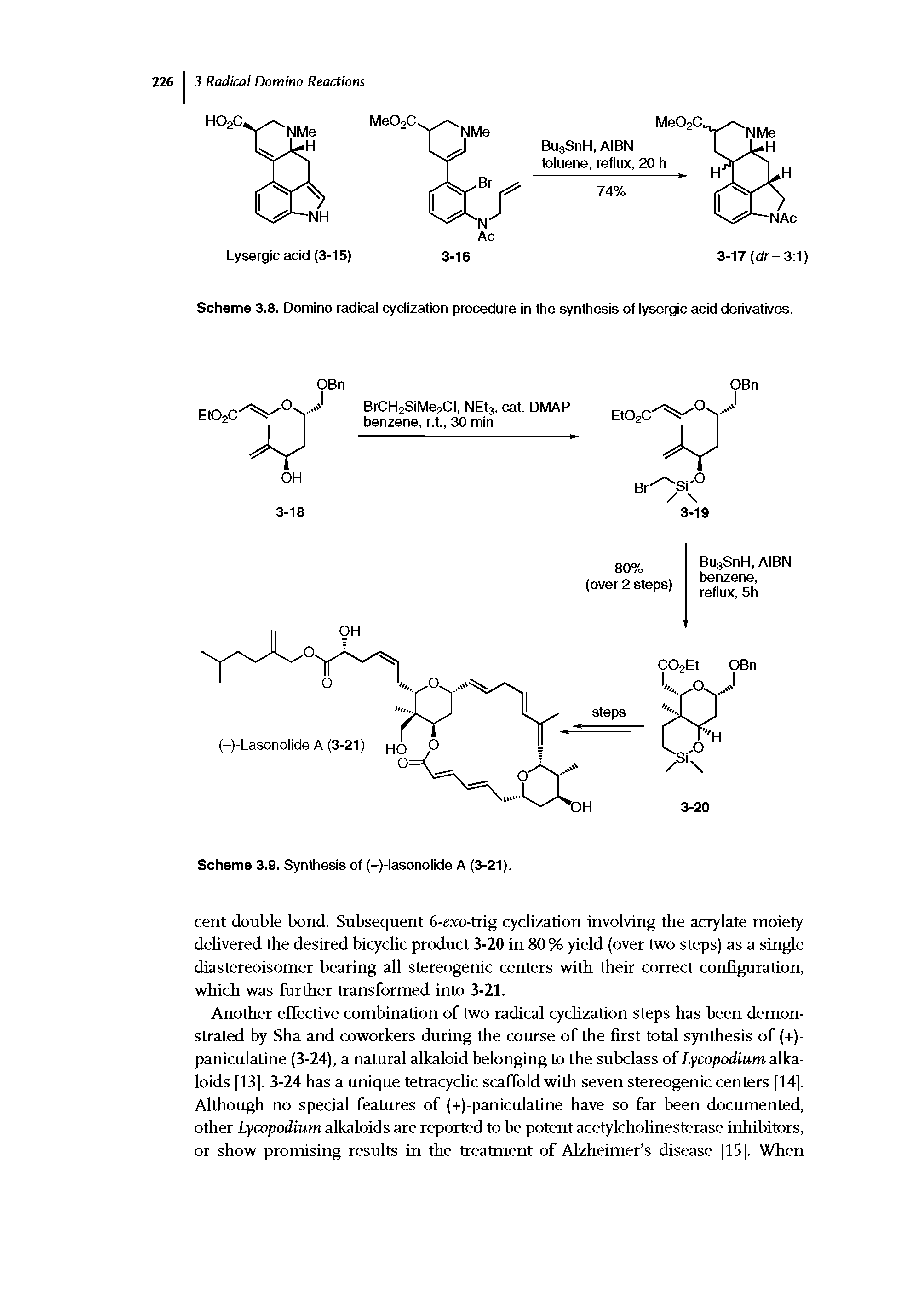 Scheme 3.8. Domino radical cyclization procedure in the synthesis of lysergic acid derivatives.
