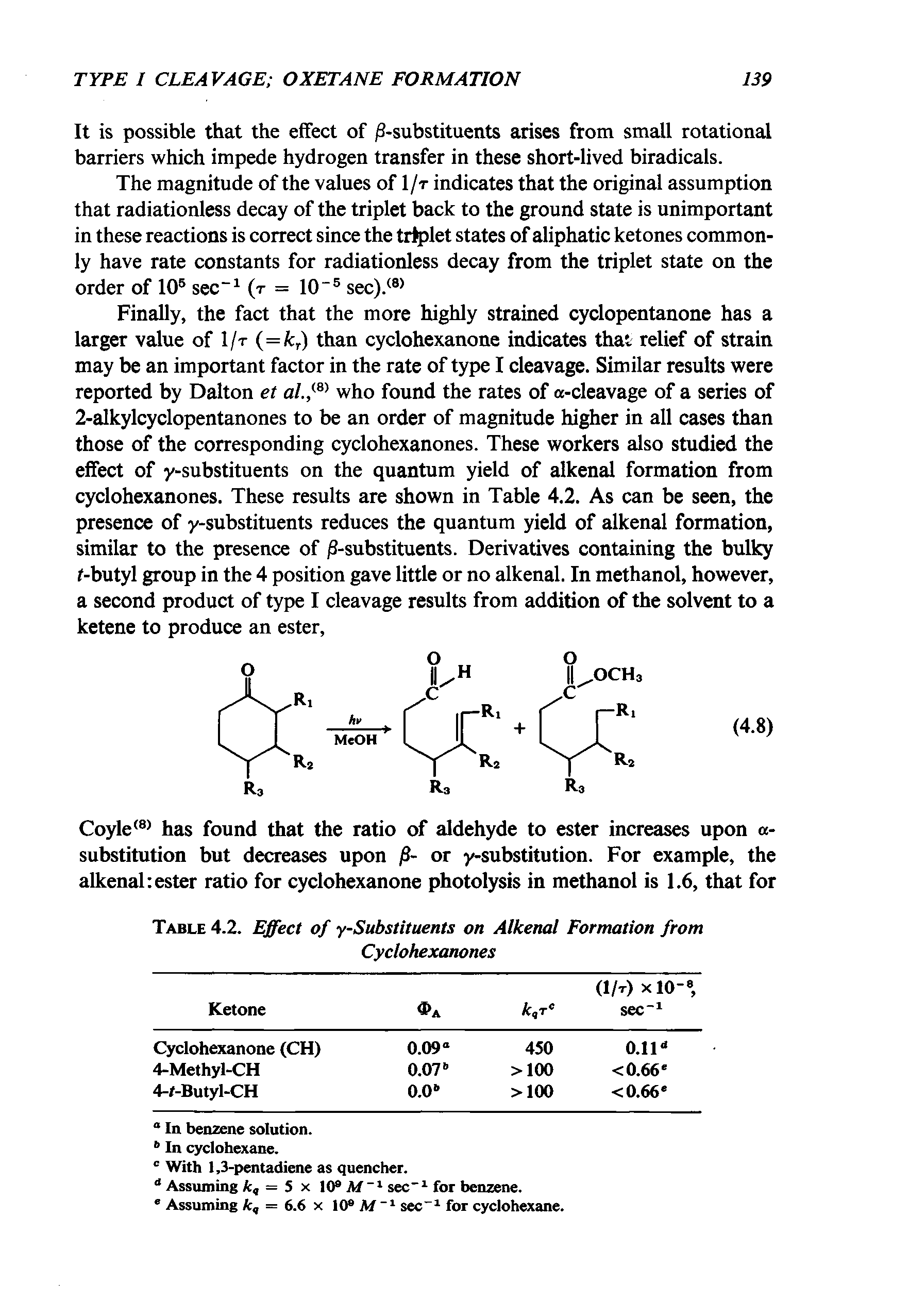 Table 4.2. Effect of y-Substituents on Alkenal Formation from Cyclohexanones...