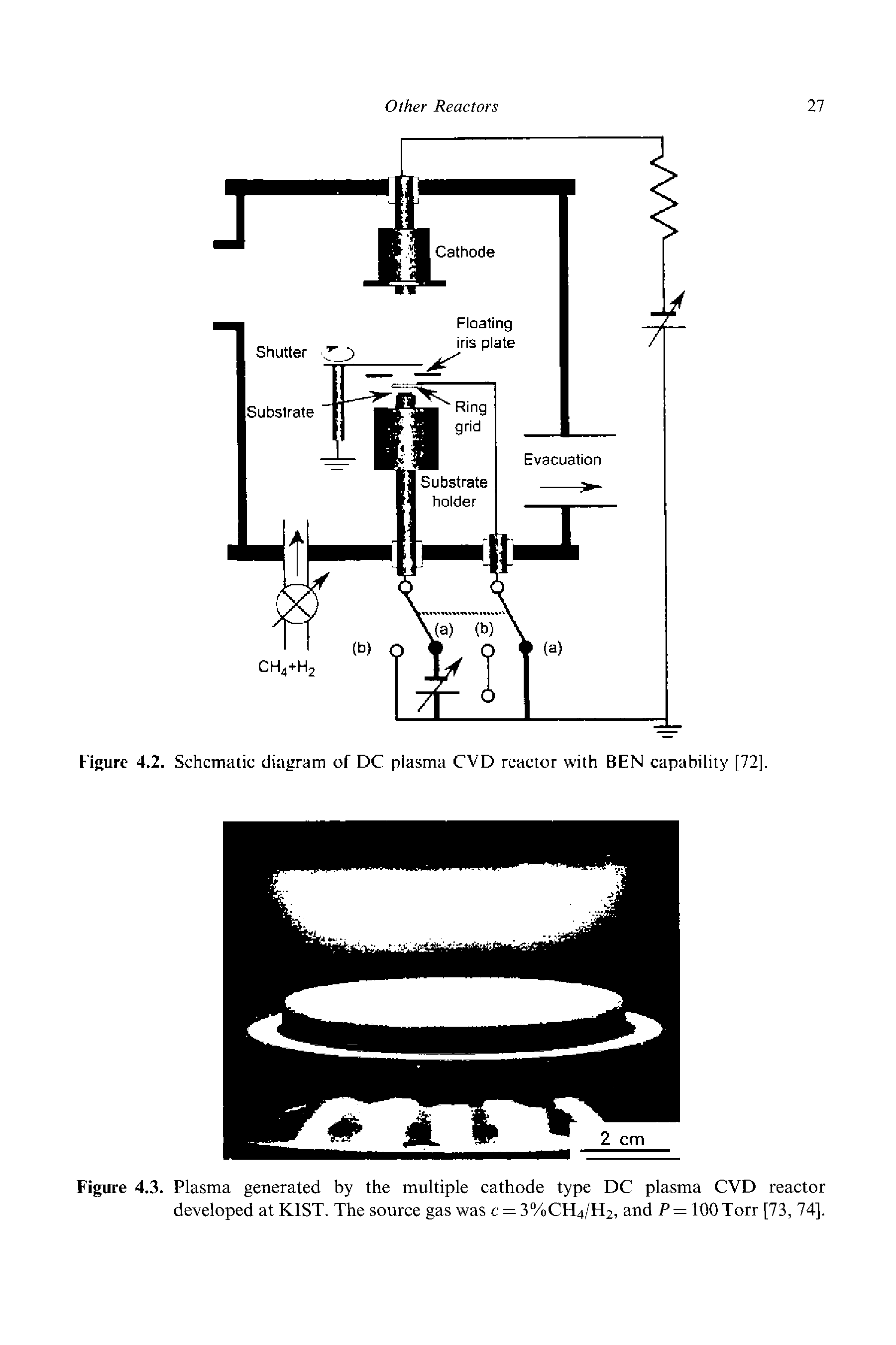 Figure 4.2. Schcmalic diagram of DC plasma CVD reactor with BEN capability [72].