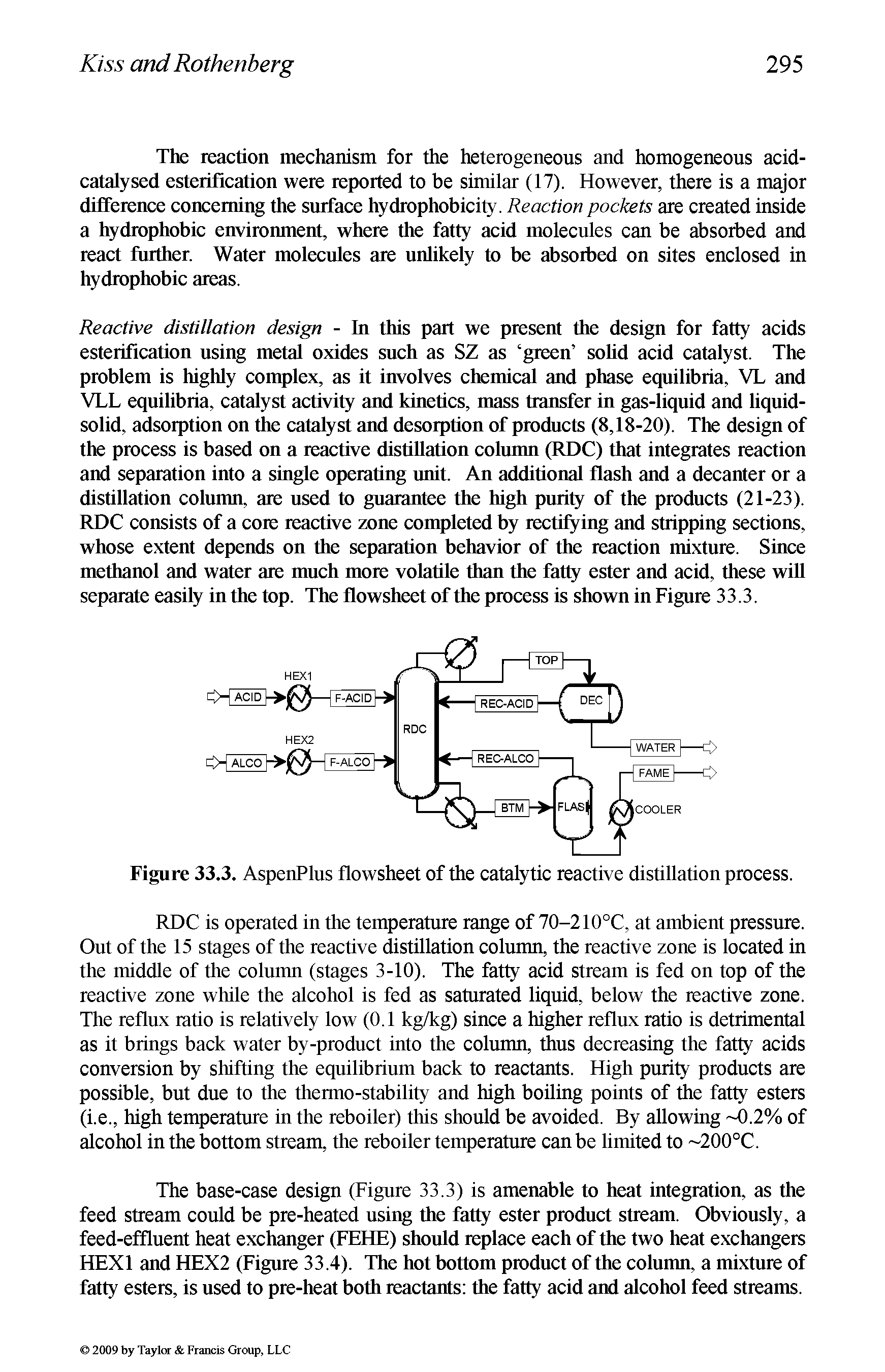 Figure 33.3. AspenPlus flowsheet of the catalytic reactive distillation process.