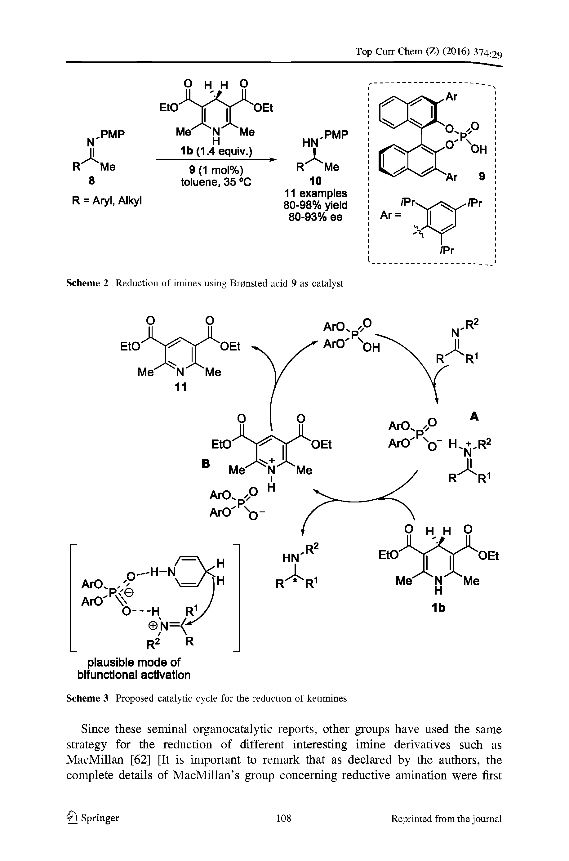 Scheme 3 Proposed catalytic cycle for the reduction of ketimines...