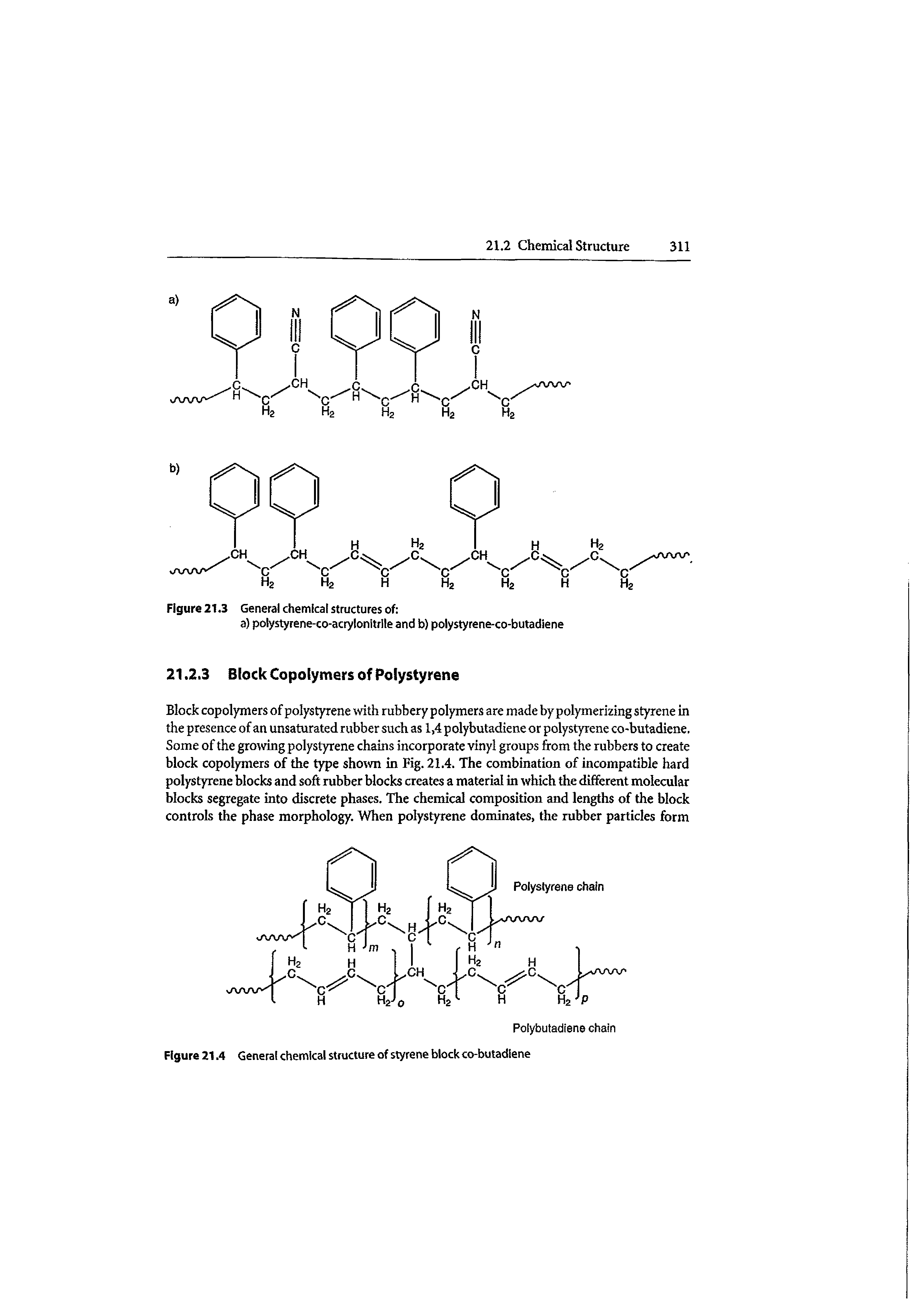 Figure 21.4 General chemical structure of styrene block co-butadiene...