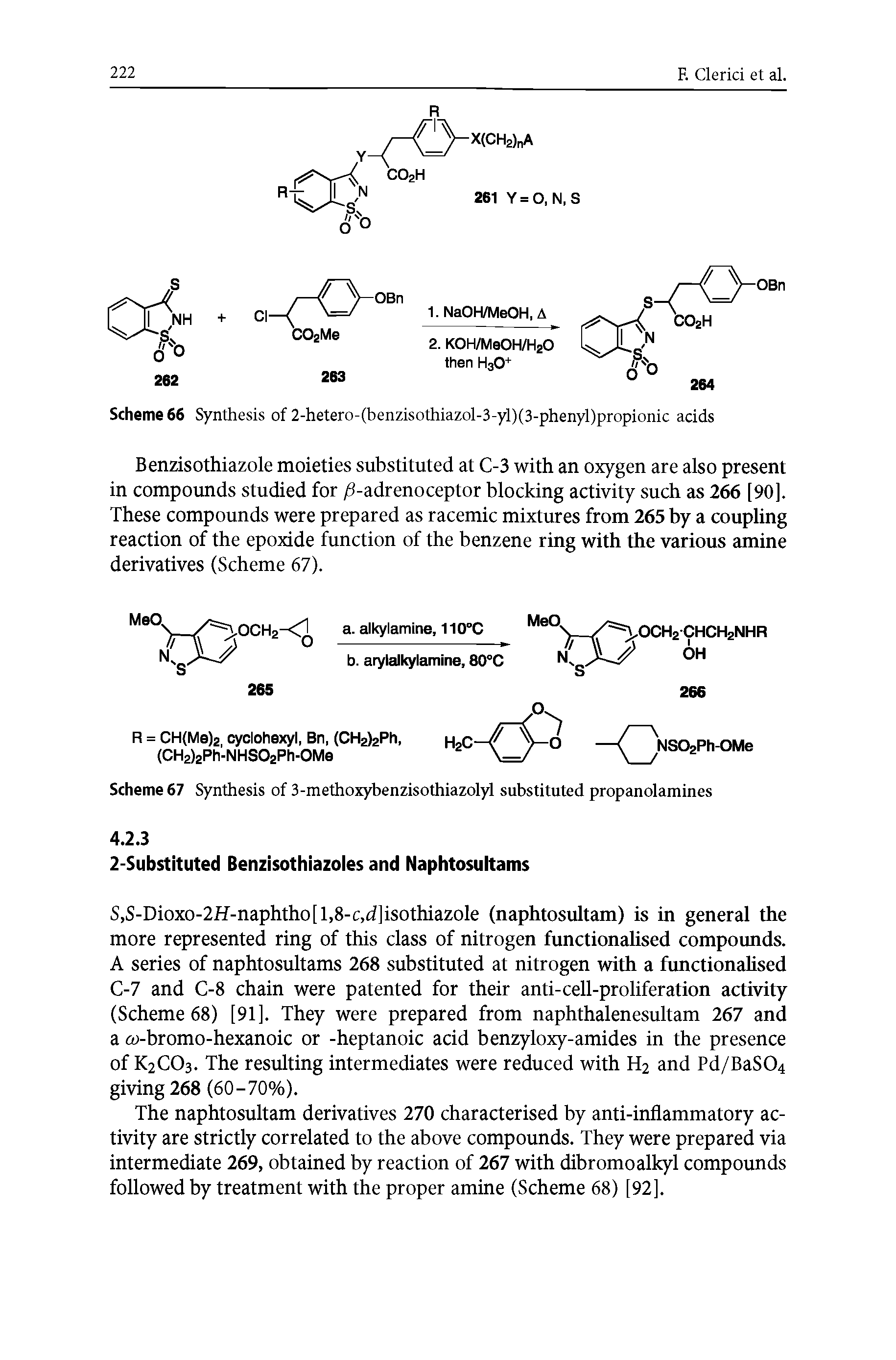 Scheme 66 Synthesis of 2-hetero-(benzisothiazol-3-yl)(3-phenyl)propionic acids...