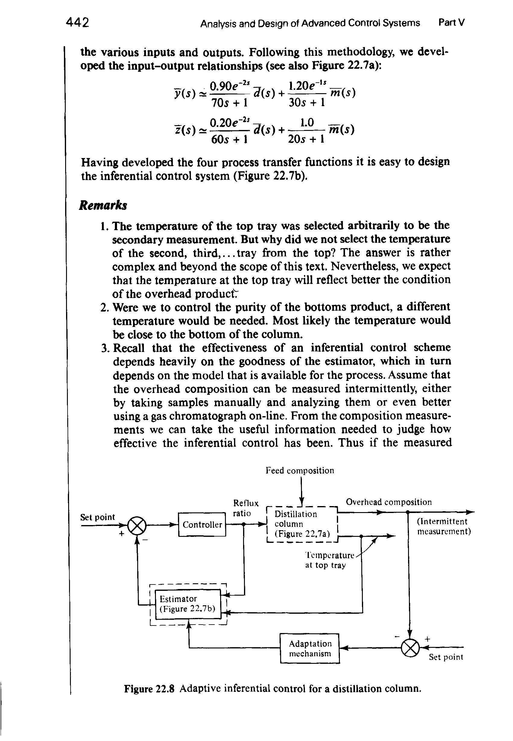 Figure 22.8 Adaptive inferential control for a distillation column.