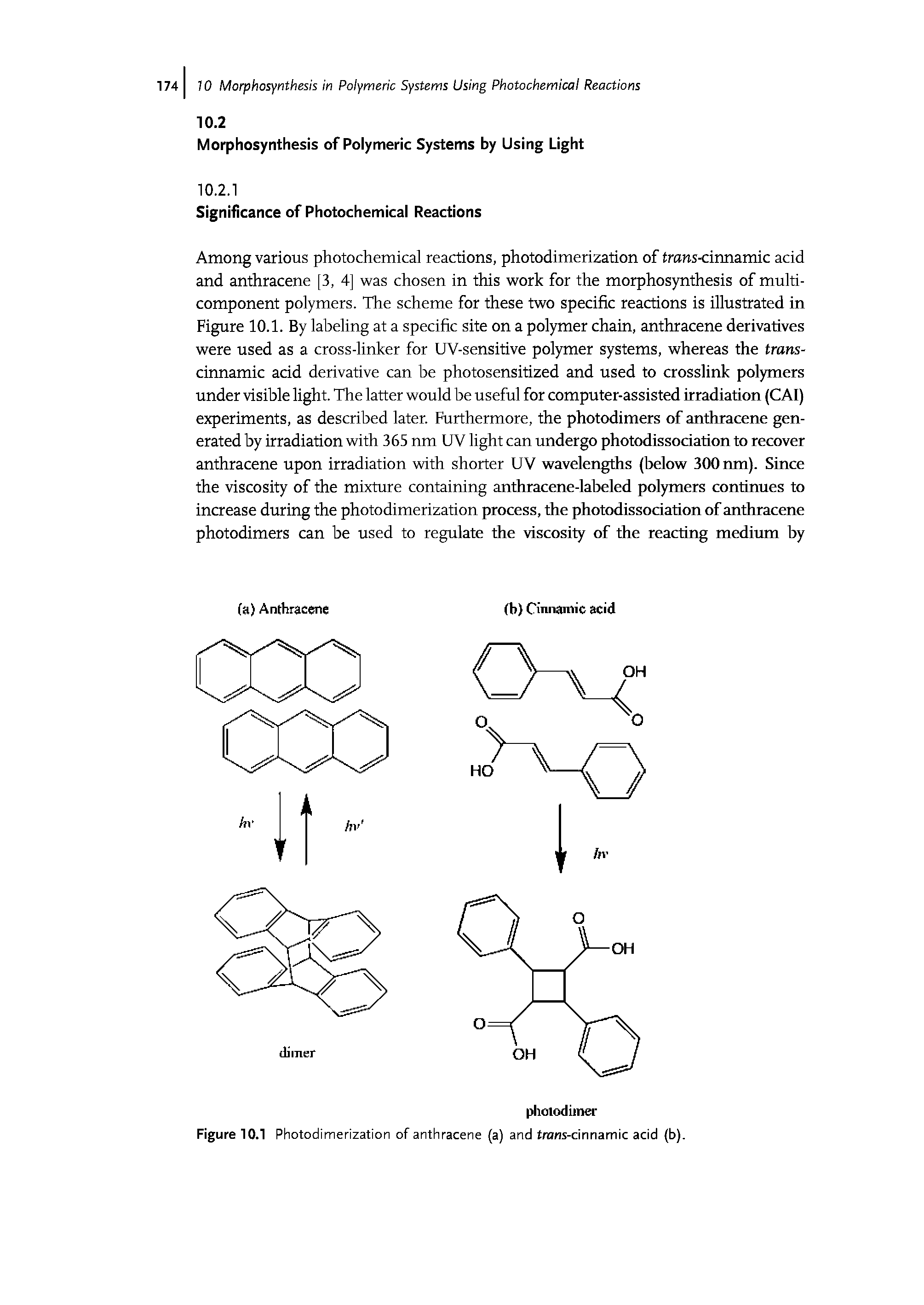 Figure 10.1 Photodimerization of anthracene (a) and trans-cinnamic acid (b).